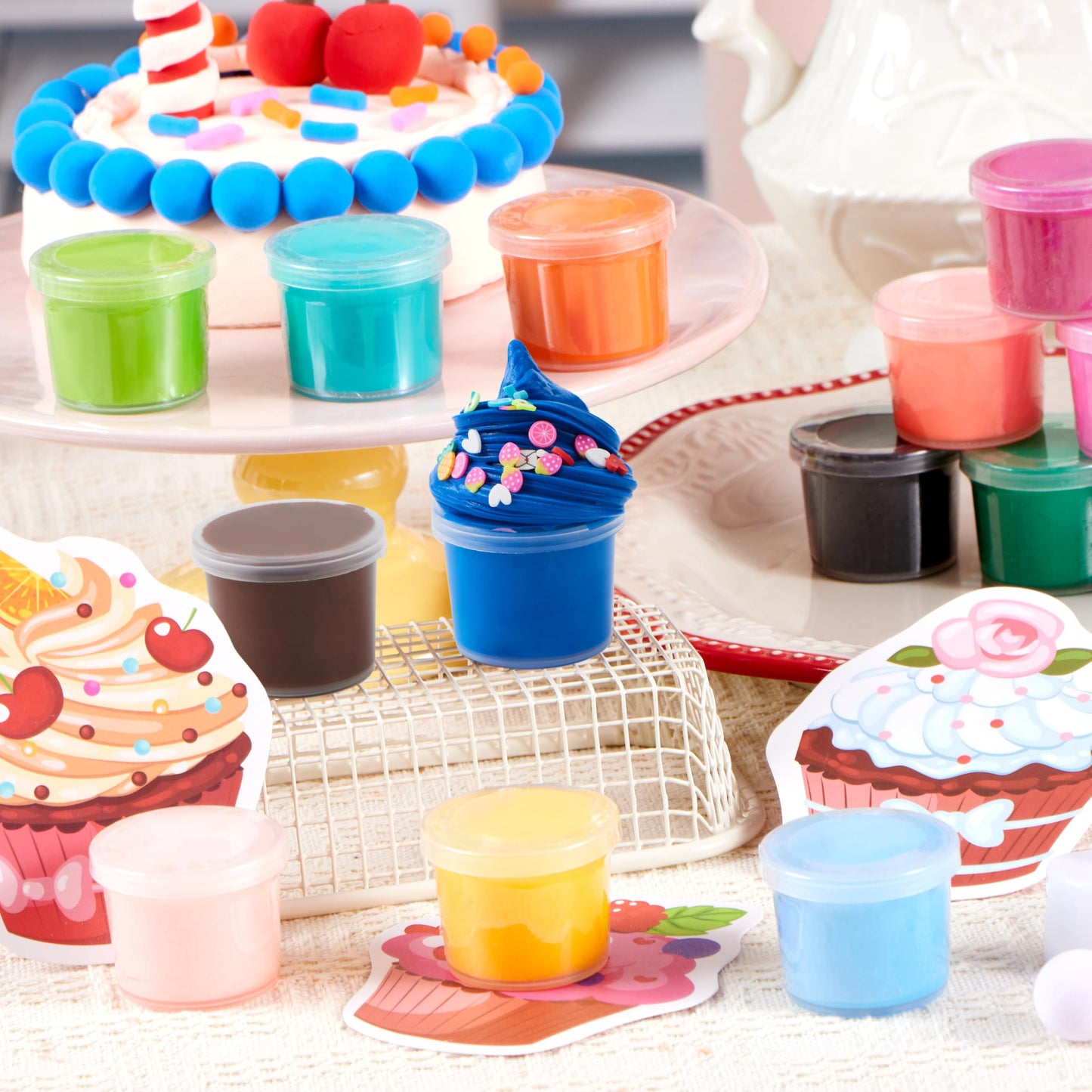 JOYIN 30 Pcs Valentines Day Butter Slime Set with Rubber Slices & Dessert Cards | Soft, Non-Sticky Stress Relief Slime