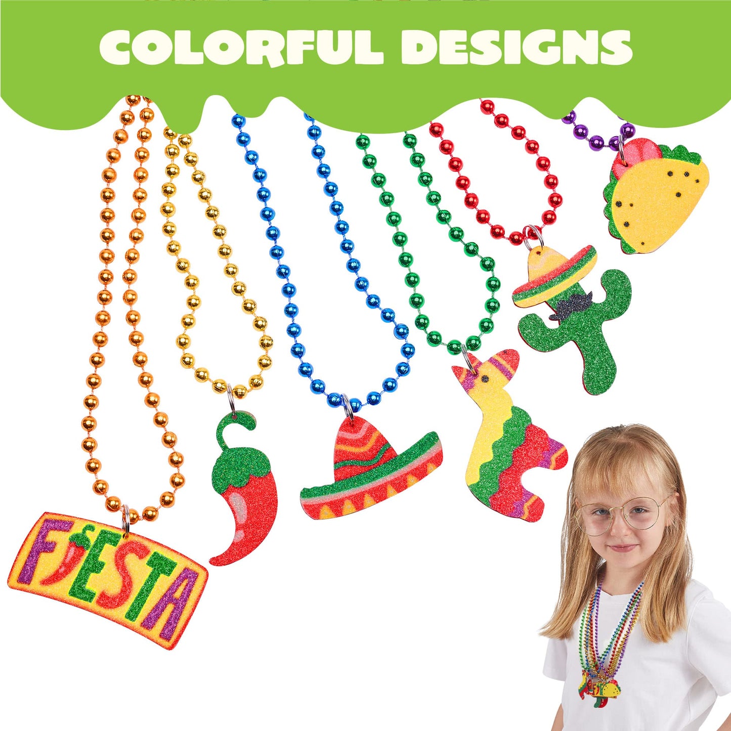 JOYIN 12-Pack Cinco de Mayo Fiesta Necklaces – Party Favors & Photo Props