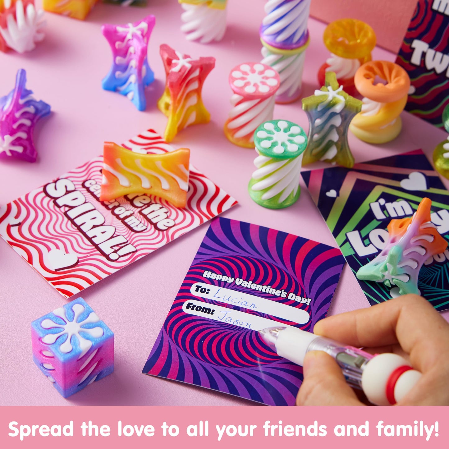 JOYIN 28 Pcs Valentines Day Gift: Impossible Spiral Cone Fidget Toy with Cards