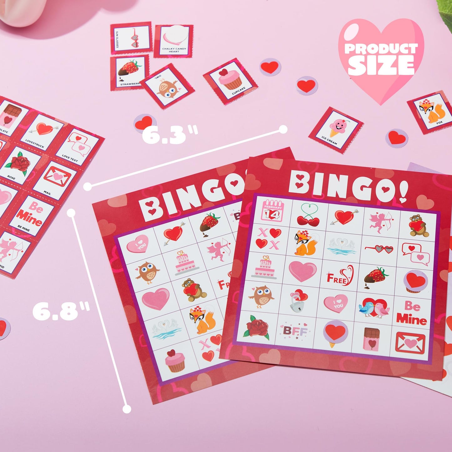 JOYIN Valentines Day Bingo Game Cards (5x5) – 28-Player Set for Kids, Classroom & Family Fun