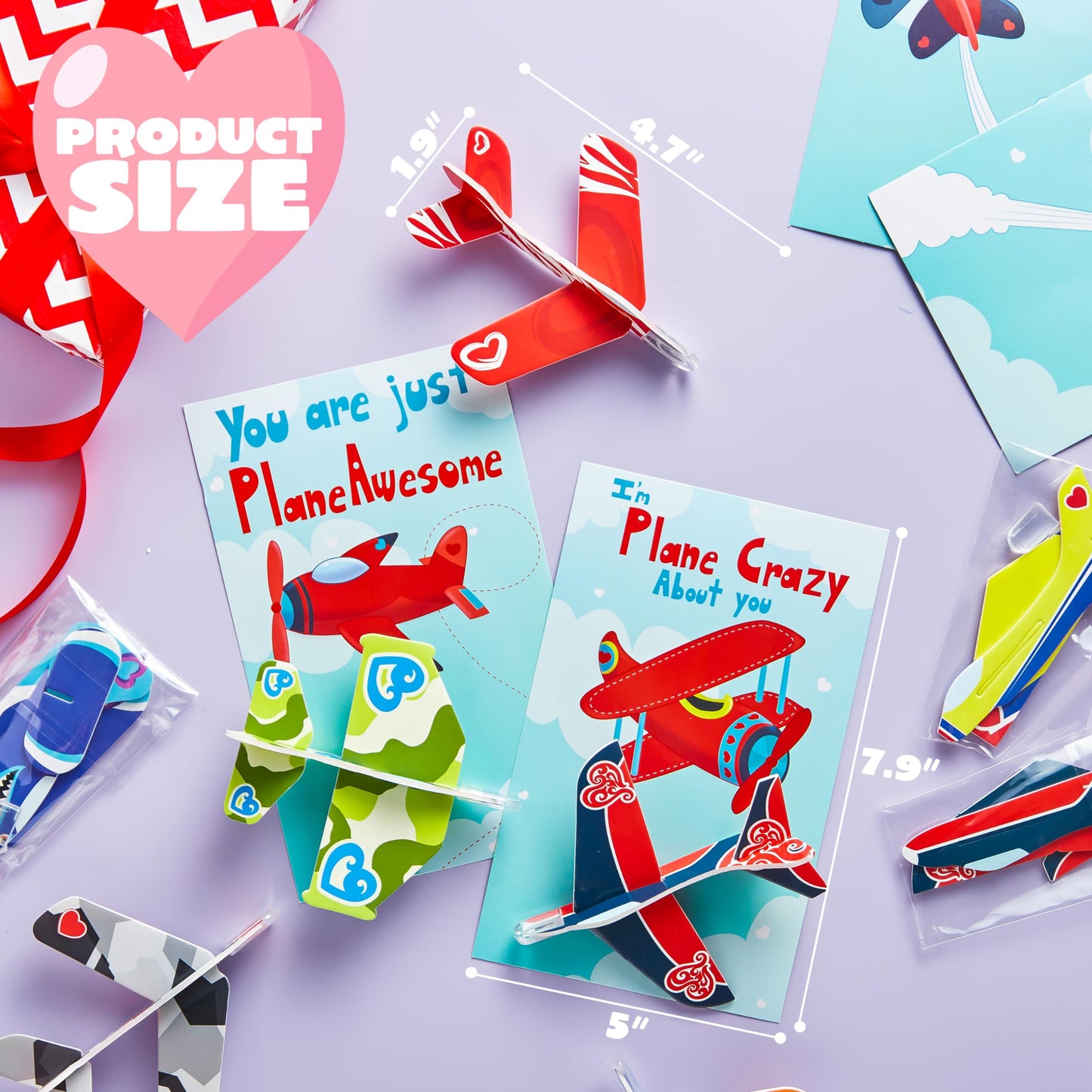 JOYIN 28-Pack Valentines Cards with Foam Airplanes – Classroom Exchange & Party Favors