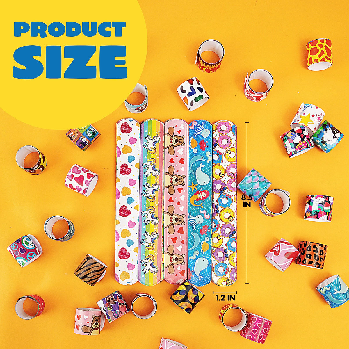 JOYIN 60 Pcs Slap Bracelets for Kids – 36 Designs, Party Favors & Classroom Prizes