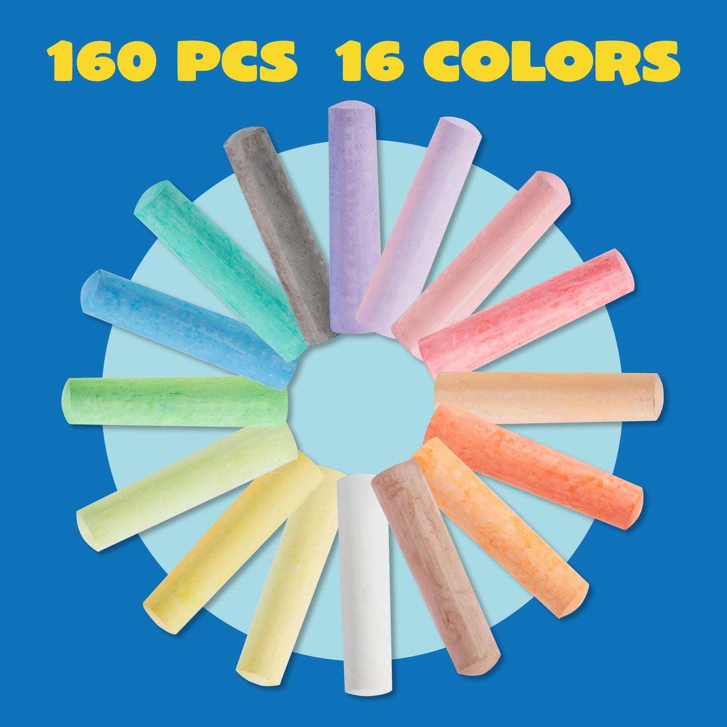 JOYIN 160 Pcs Sidewalk Chalks Set – Non-Toxic & Washable Outdoor Chalk for Kids