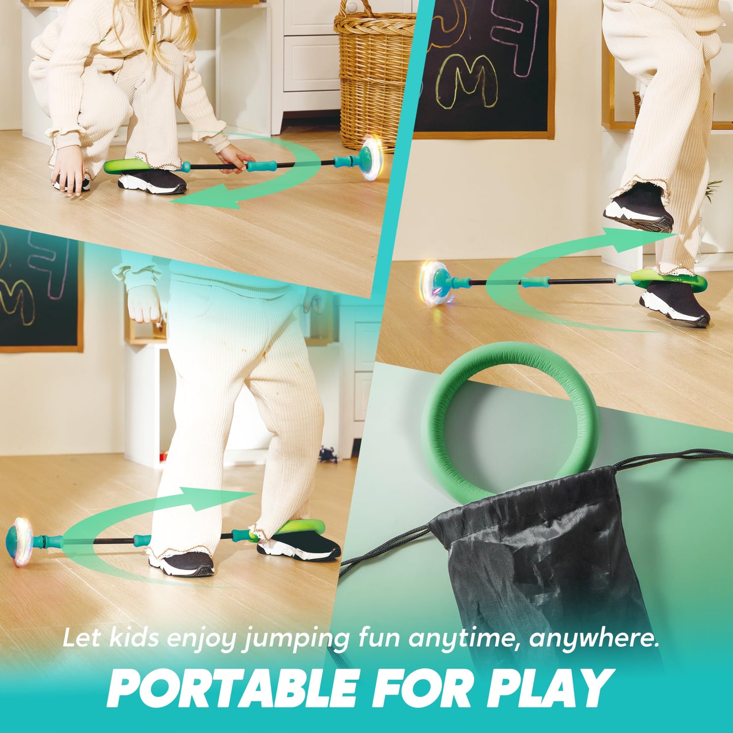JOYIN Green Ankle Skip Ball with Flashing Lights – Indoor & Outdoor Kids Toy