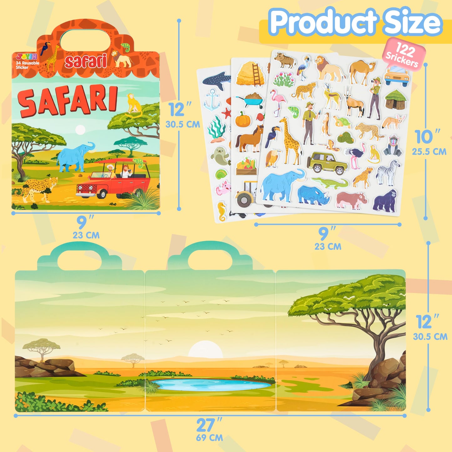 JOYIN 3 Sets Animal Reusable Sticker Book for Toddlers – Farm Ocean Safari