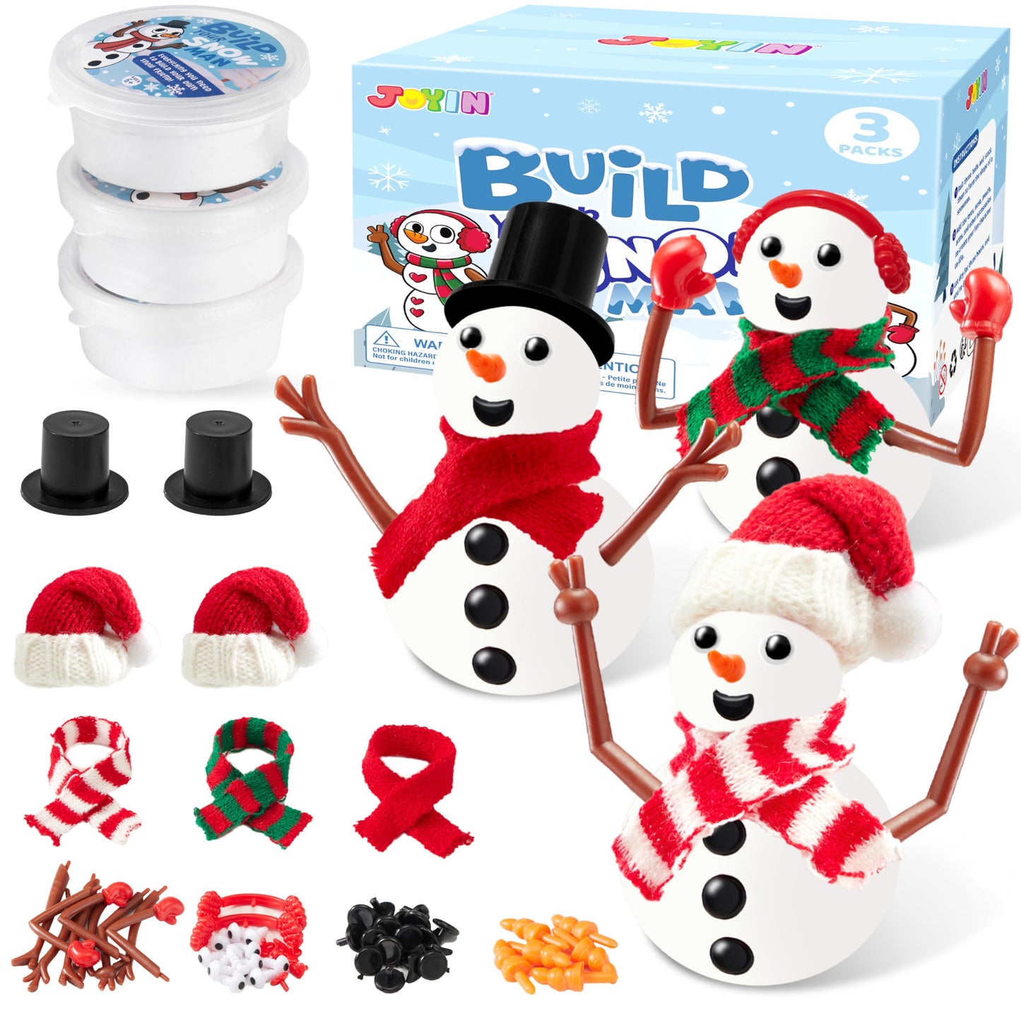 JOYIN Christmas Build a Snowman Craft Kit – 3 Pack DIY Snowman Set
