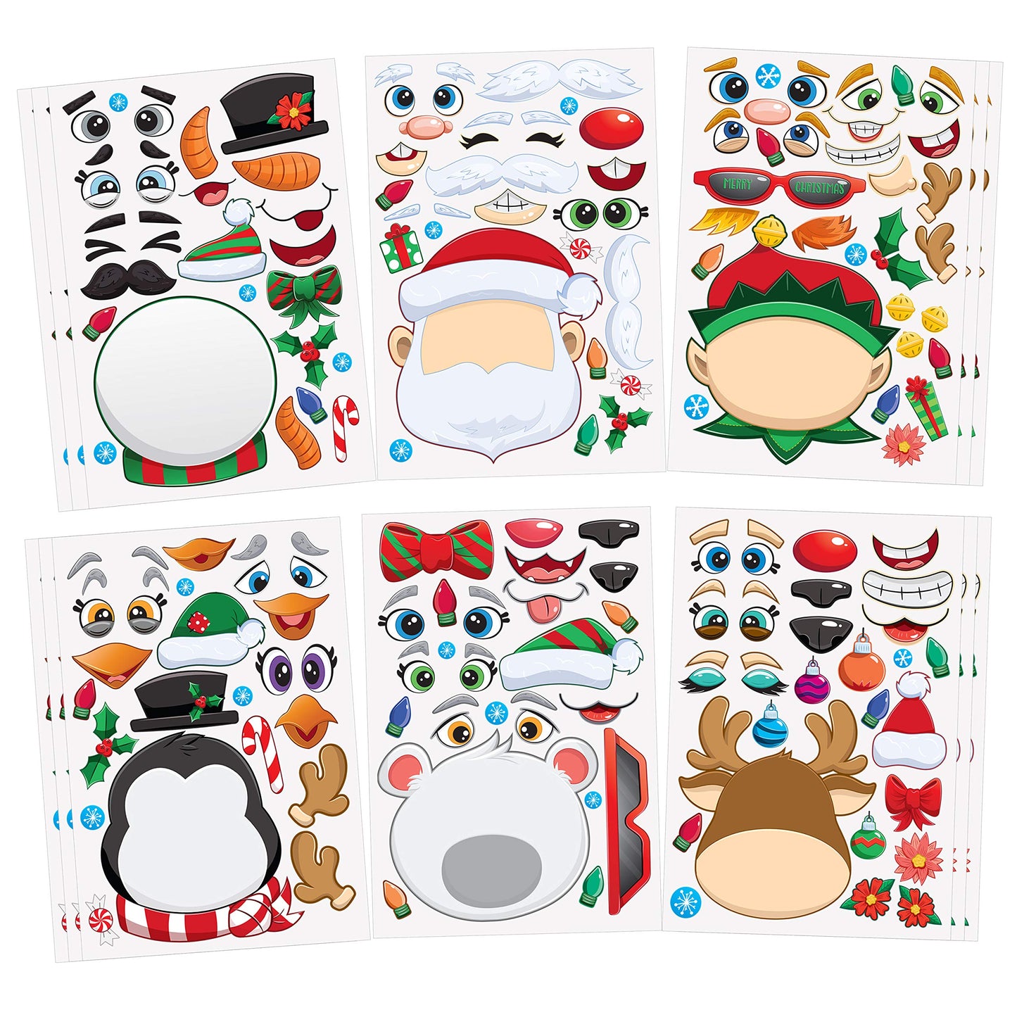 JOYIN 24 Pcs Christmas Make-a-face Stickers – Create Elf, Santa, Snowman & More