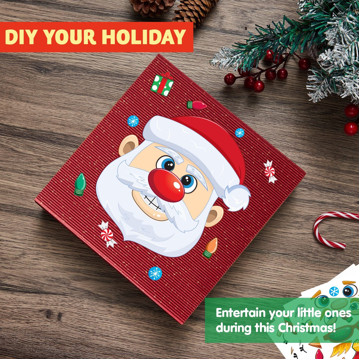 JOYIN 24 Pcs Christmas Make-a-face Stickers – Create Elf, Santa, Snowman & More