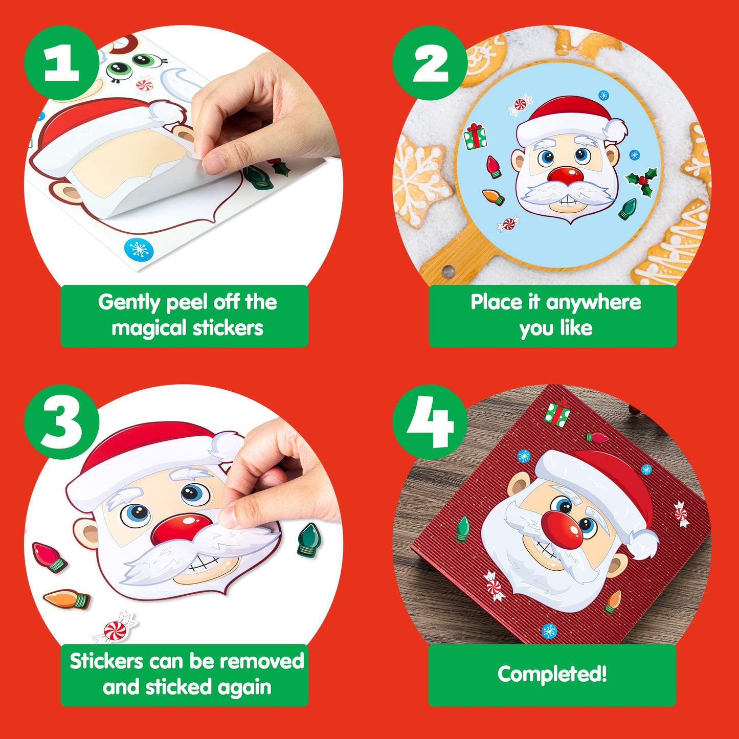JOYIN 24 Pcs Christmas Make-a-face Stickers – Create Elf, Santa, Snowman & More