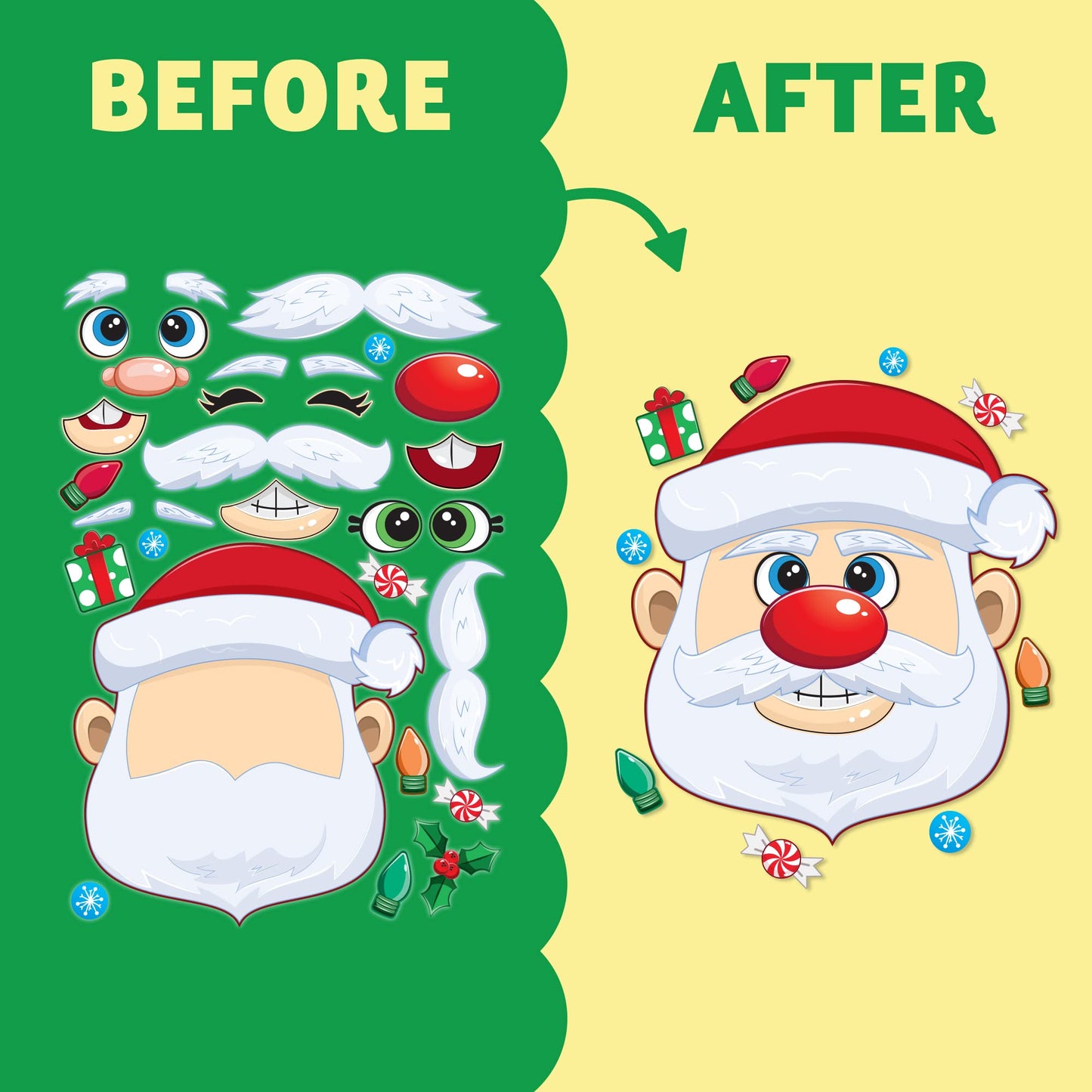 JOYIN 24 Pcs Christmas Make-a-face Stickers – Create Elf, Santa, Snowman & More