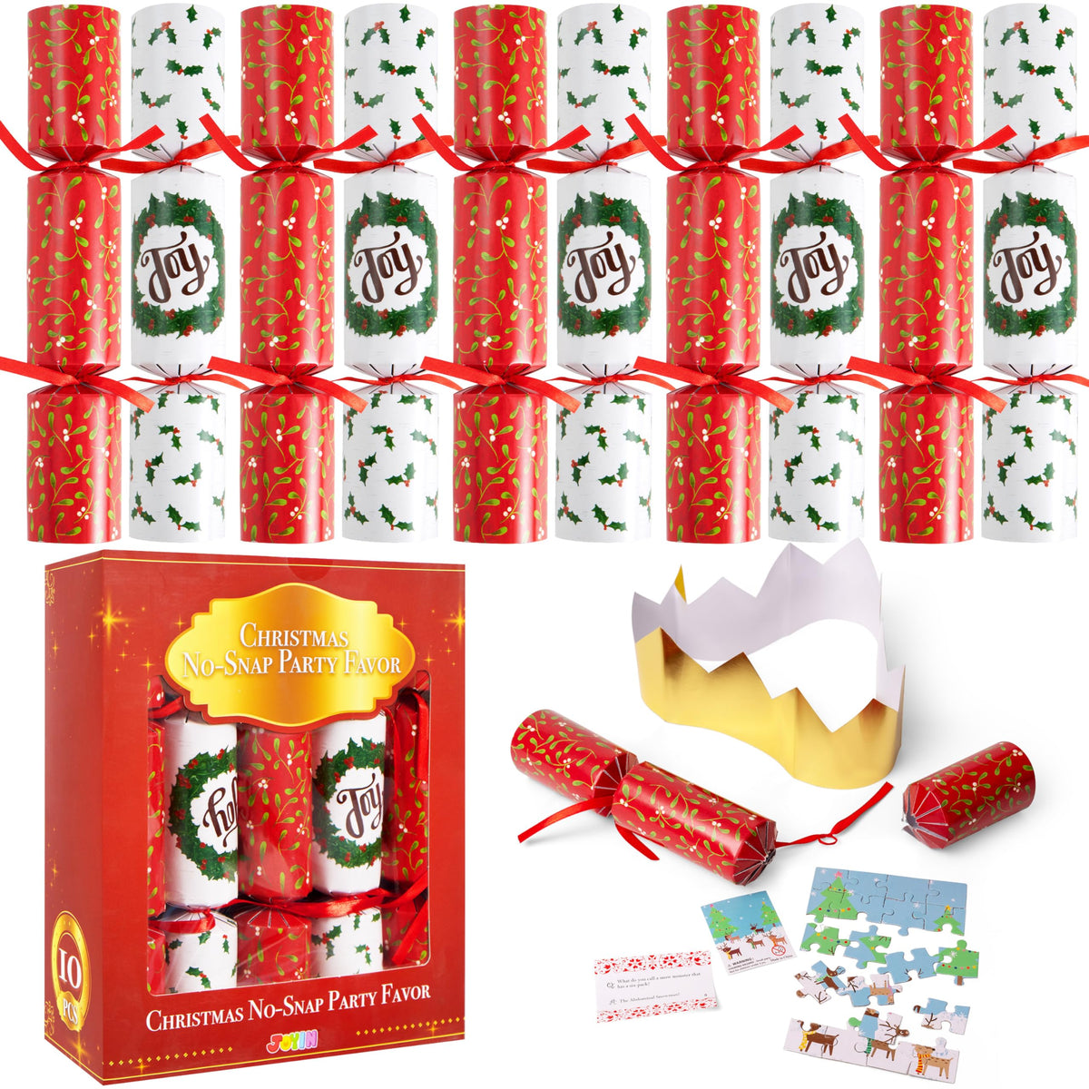JOYIN 10-Pack Christmas No-Snap Party Favors — Hats, Jokes & Gifts for Holiday Table Decor