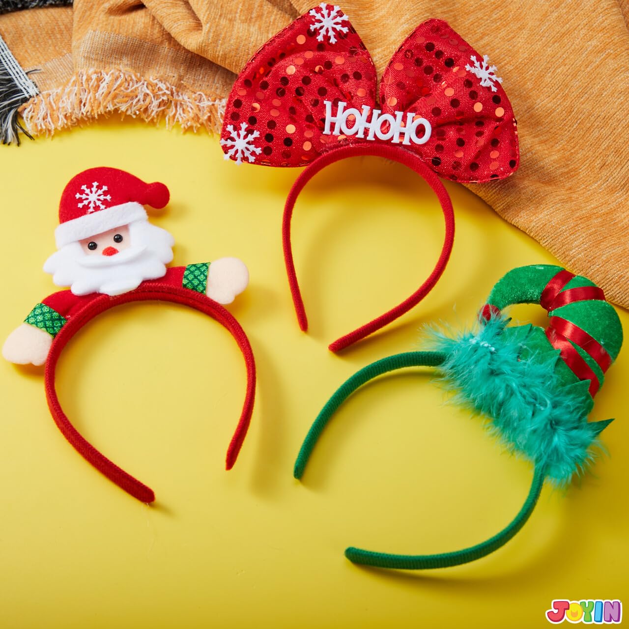 JOYIN 12 Pack Christmas Headbands – 4 Styles 3D Hats for All Ages