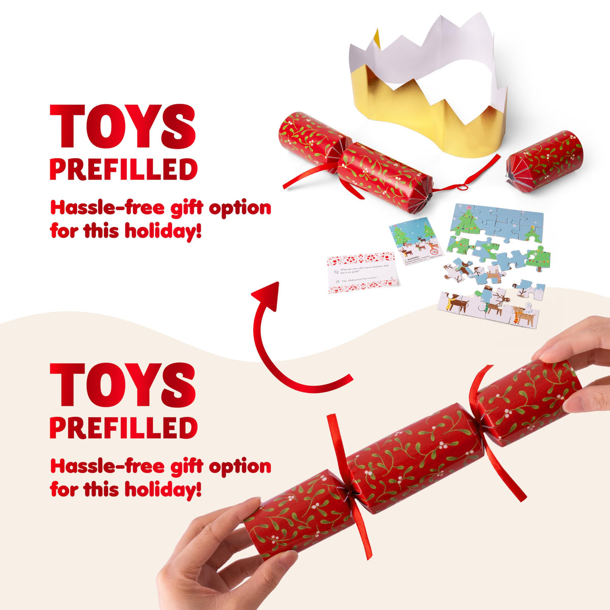 JOYIN 10-Pack Christmas No-Snap Party Favors — Hats, Jokes & Gifts for Holiday Table Decor