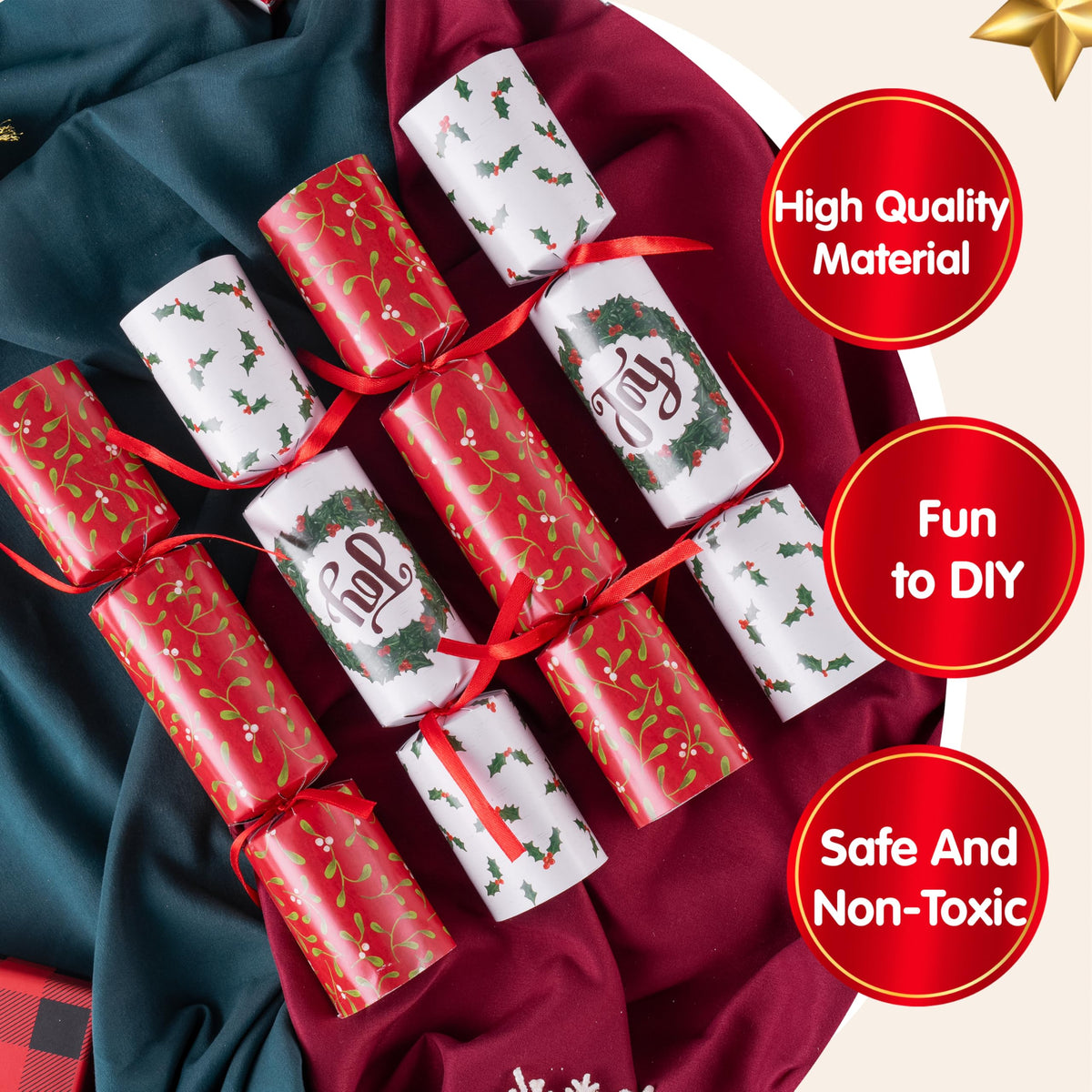 JOYIN 10-Pack Christmas No-Snap Party Favors — Hats, Jokes & Gifts for Holiday Table Decor