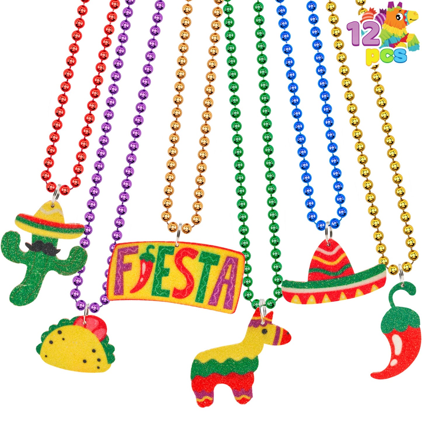 JOYIN 12-Pack Cinco de Mayo Fiesta Necklaces – Party Favors & Photo Props