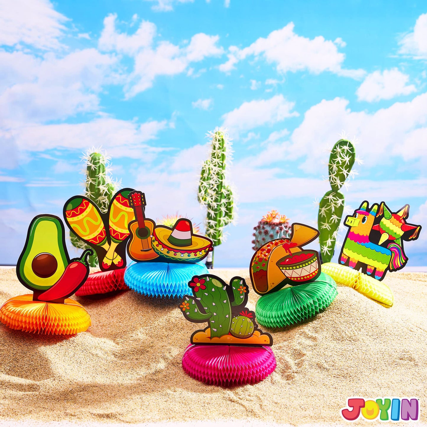 JOYIN Cinco de Mayo Honeycomb Centerpiece 6 Pack – 8.5 inch Table Decor