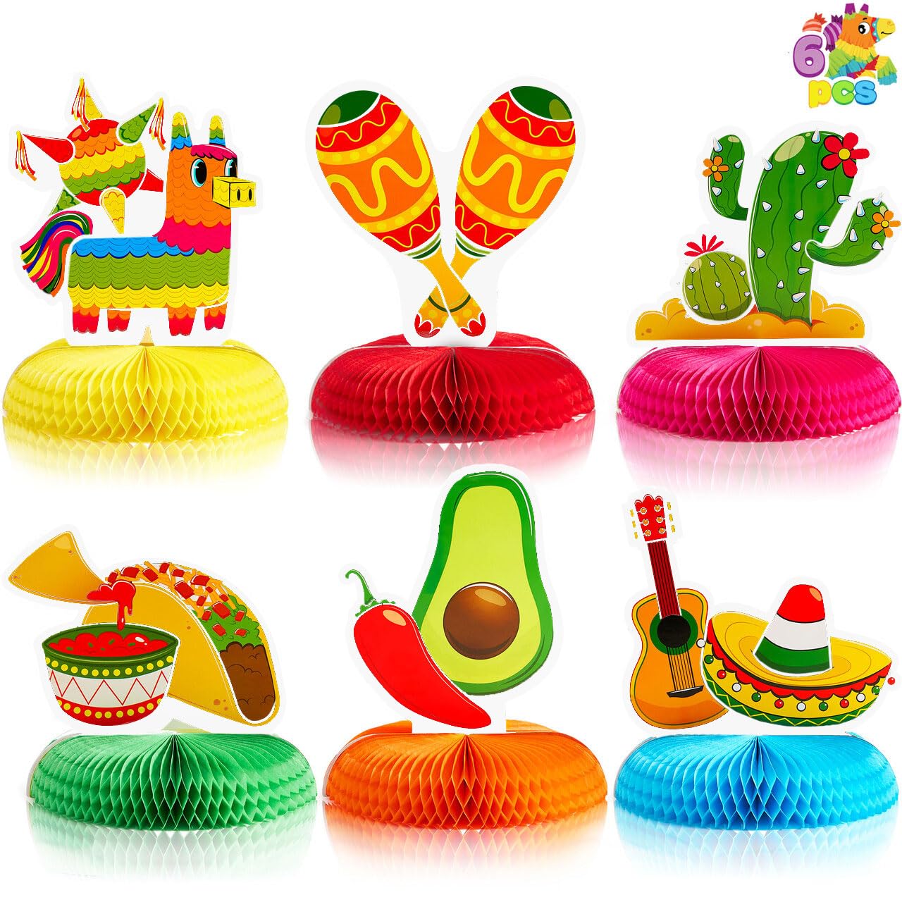 JOYIN Cinco de Mayo Honeycomb Centerpiece 6 Pack – 8.5 inch Table Decor