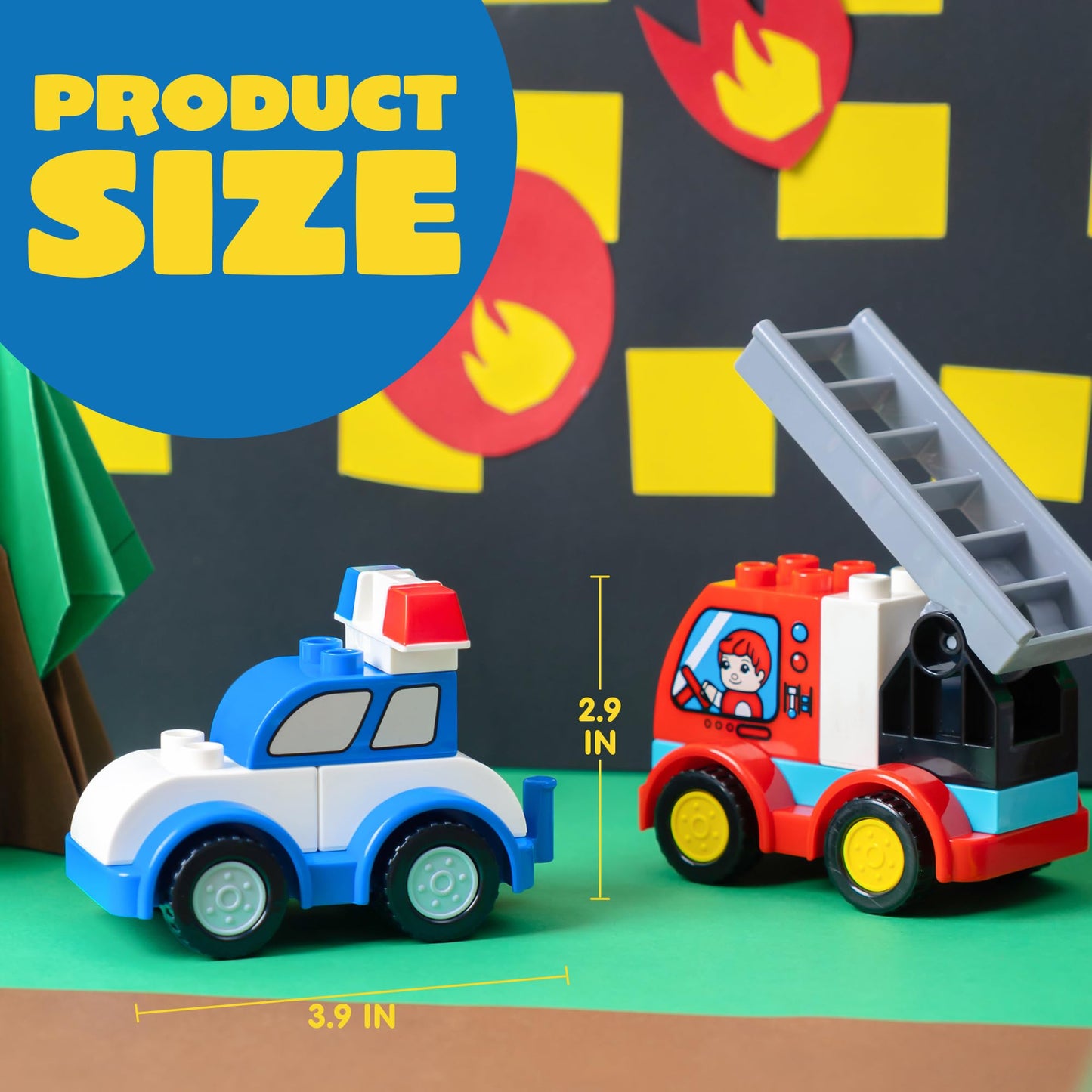 JOYIN 80Pcs Toddlers Car Building Blocks Set – 12 Vehicles, Build Your Own Toy Cars, Compatible with Brand Name Bricks