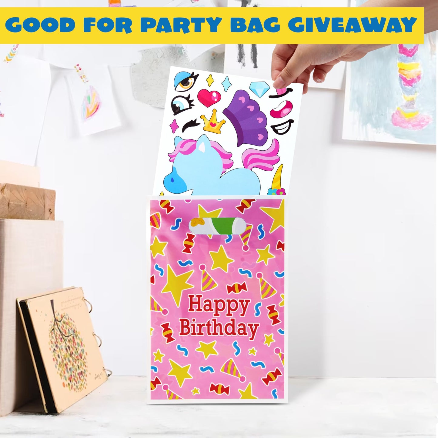 JOYIN Make-a-Face St ickers – 24 Sheets (9x6in), Unicorn Party Decor & Kids Craft