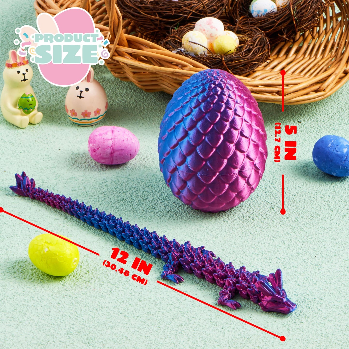 JOYIN 3D Printed Dragon Egg — 12-inch Laser Purple Dragon Inside | Easter Toys & Classroom Prizes