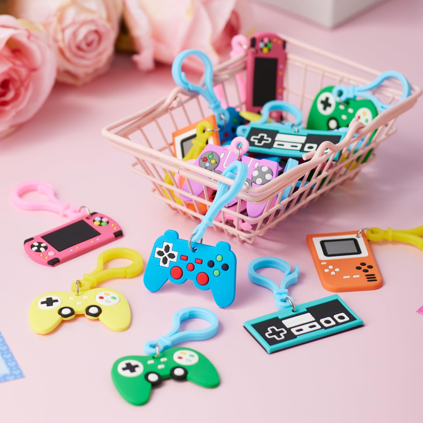 JOYIN 28 Pcs Valentines Day Gift Cards with Video Game Keychains