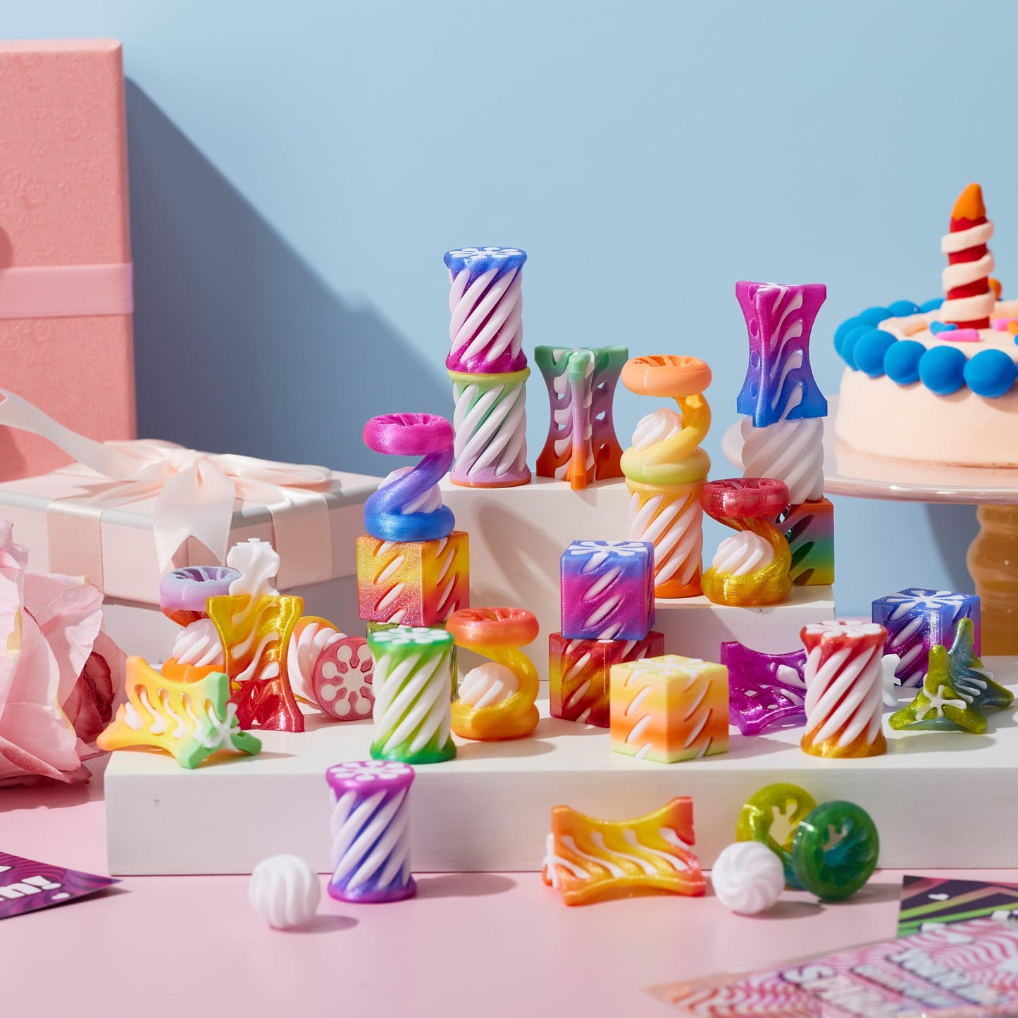 JOYIN 28 Pcs Valentines Day Gift: Impossible Spiral Cone Fidget Toy with Cards