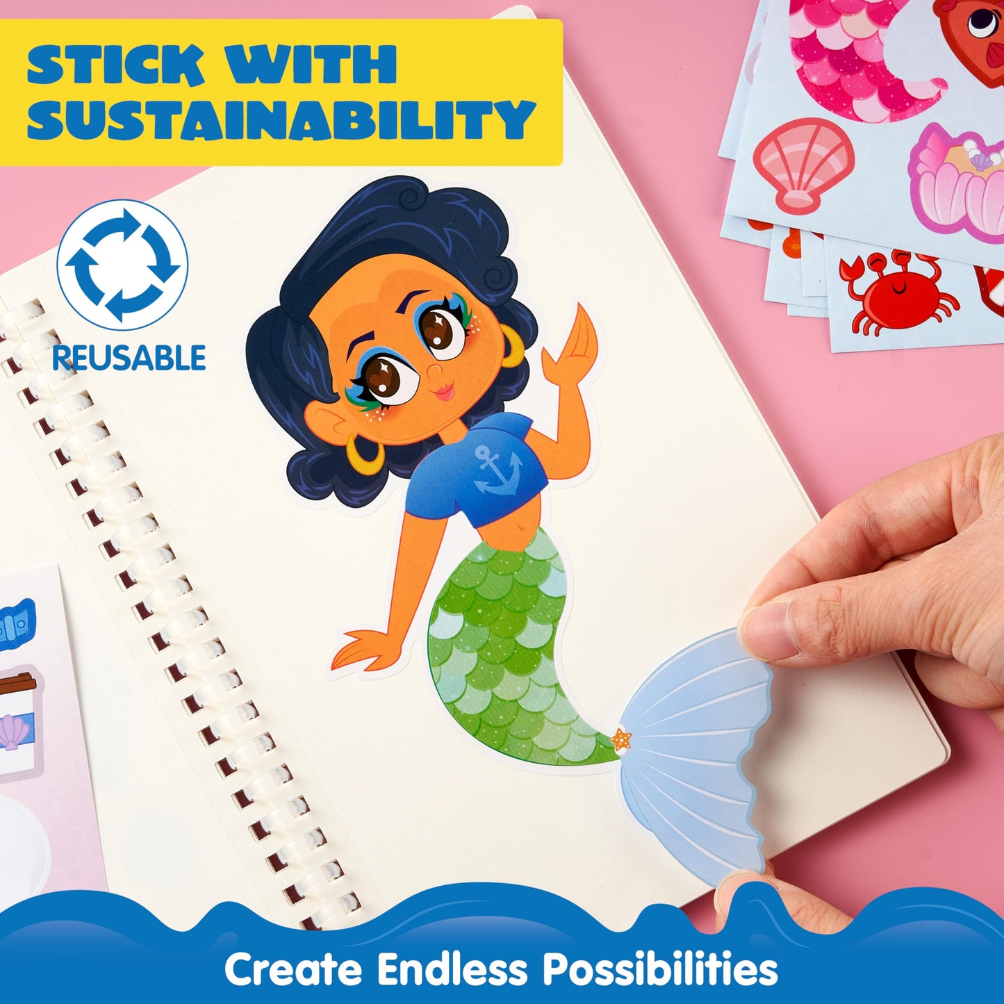 JOYIN Make a Face Mermaid Stickers – 24 Sheets for Kids’ Parties, Crafts & Classroom Activities
