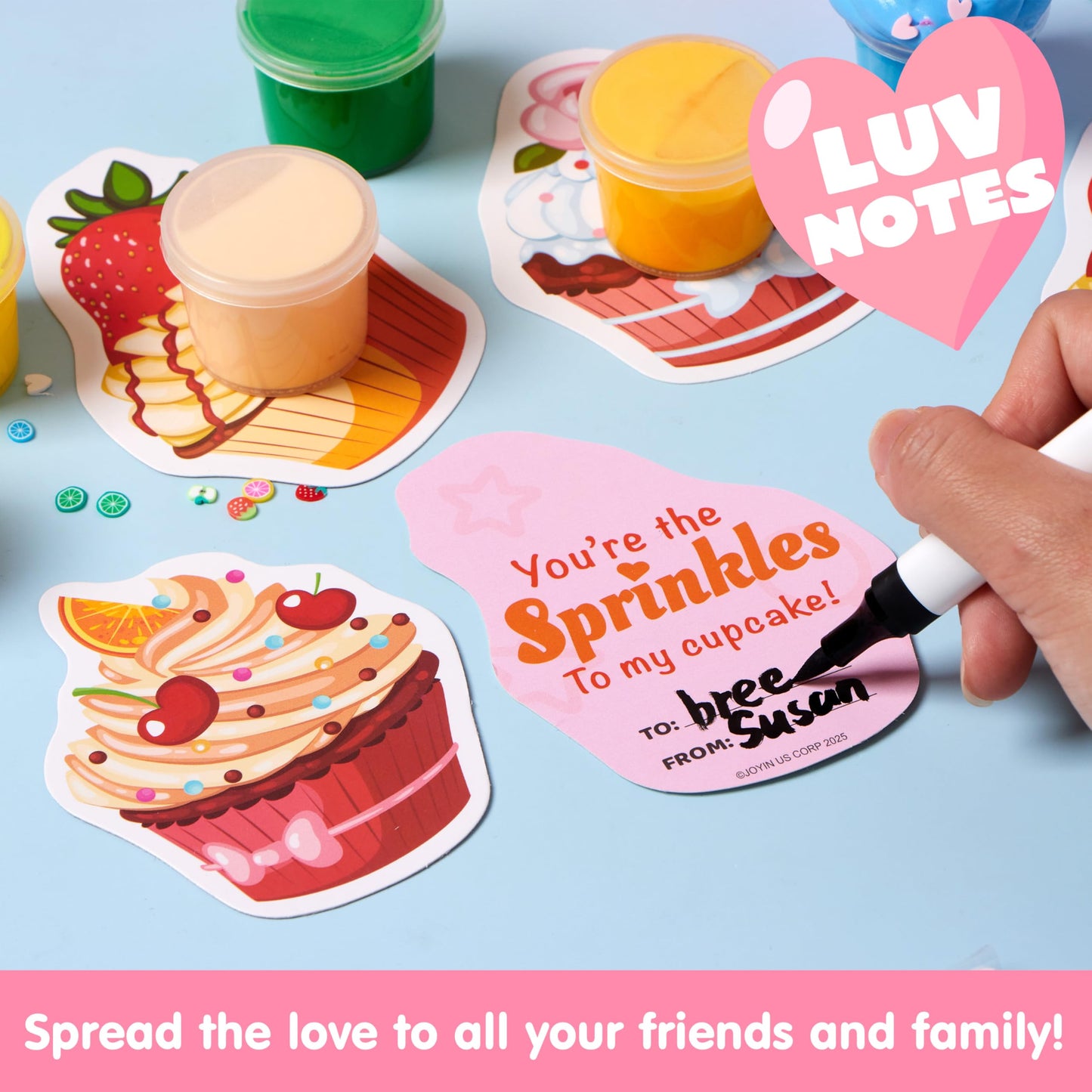 JOYIN 30 Pcs Valentines Day Butter Slime Set with Rubber Slices & Dessert Cards | Soft, Non-Sticky Stress Relief Slime