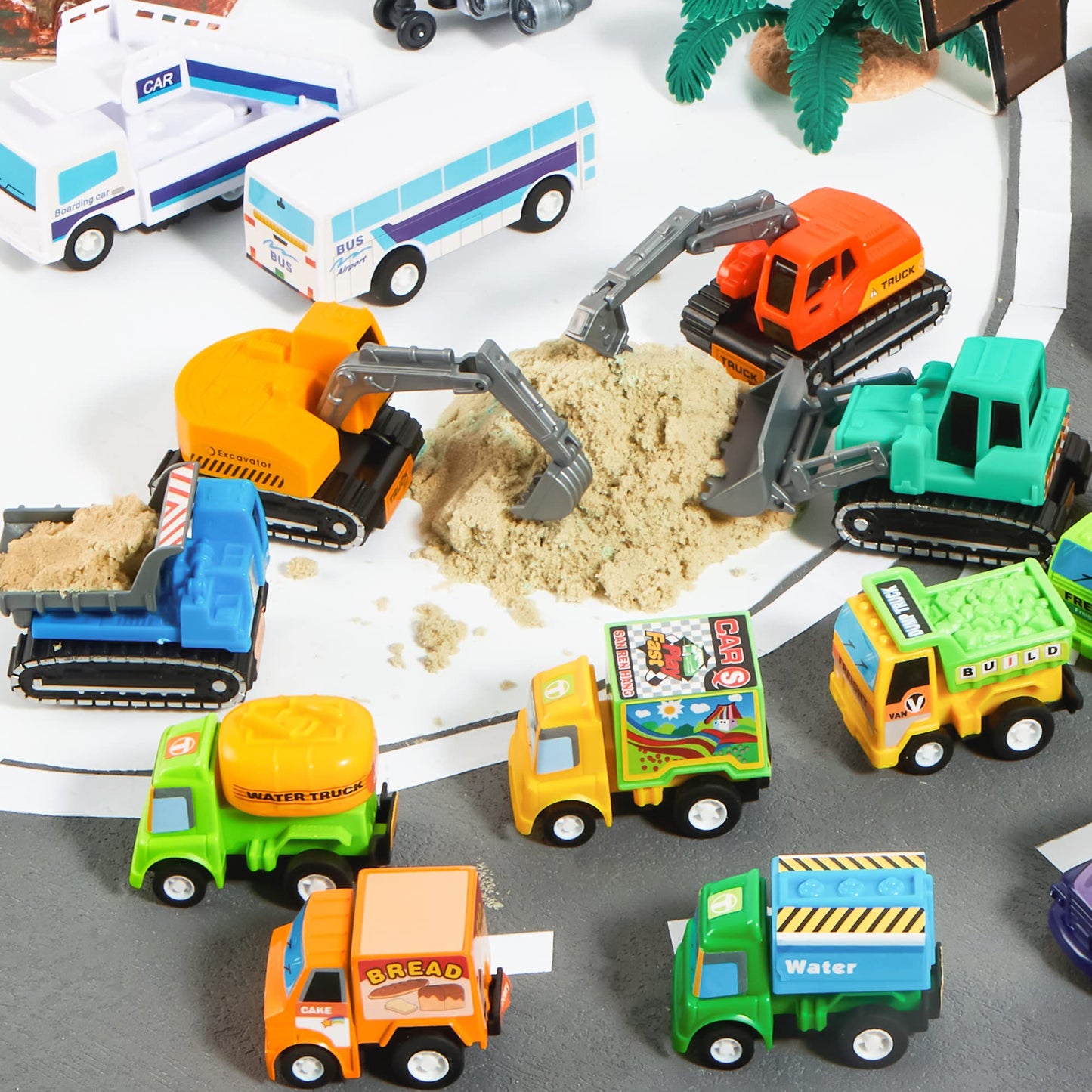JOYIN 25-Piece Pull-Back Cars & Trucks Set for Kids – Friction-Powered Toys