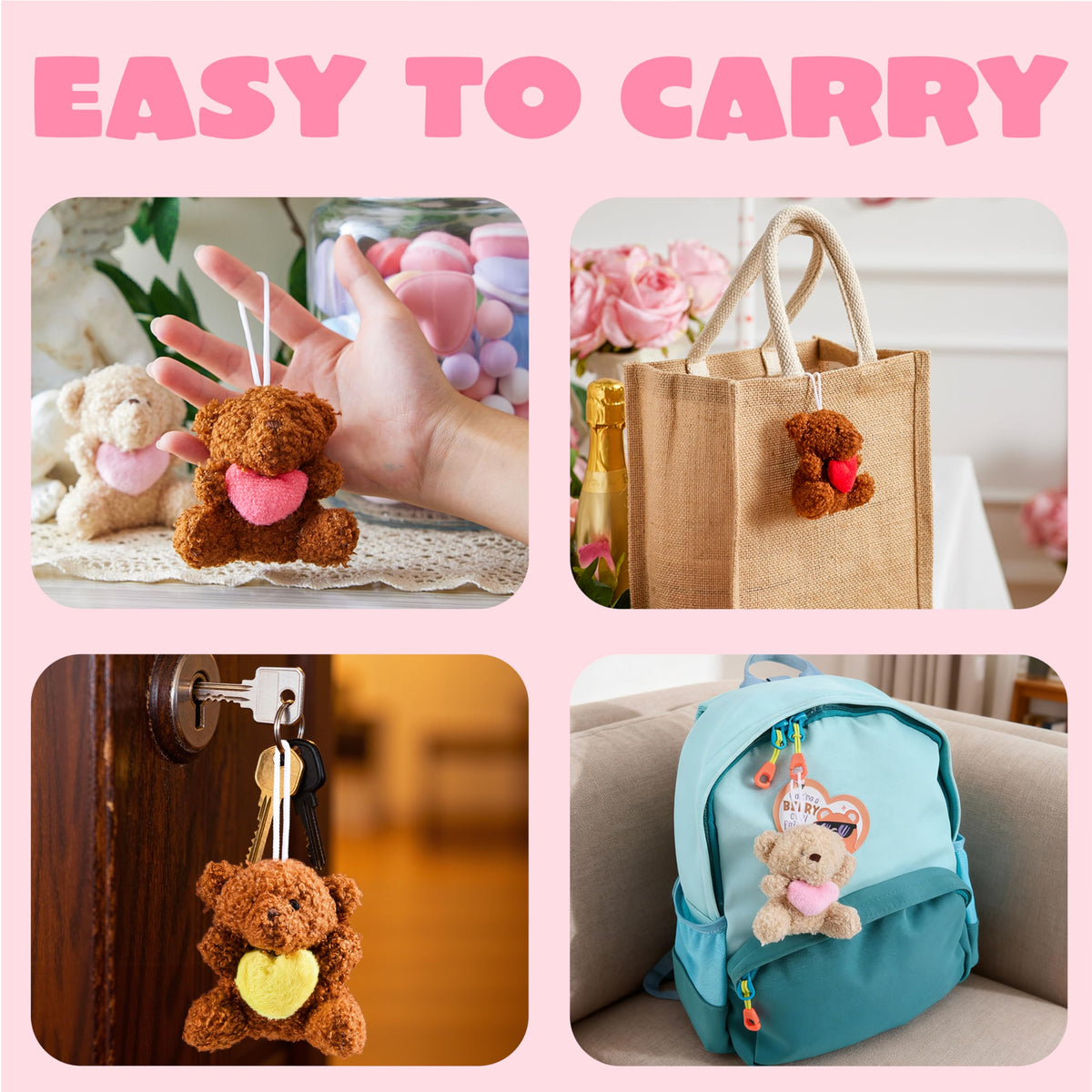 JOYIN 24 Pcs Valentine Bears with Hearts & Cards – Plush Toys for Kids