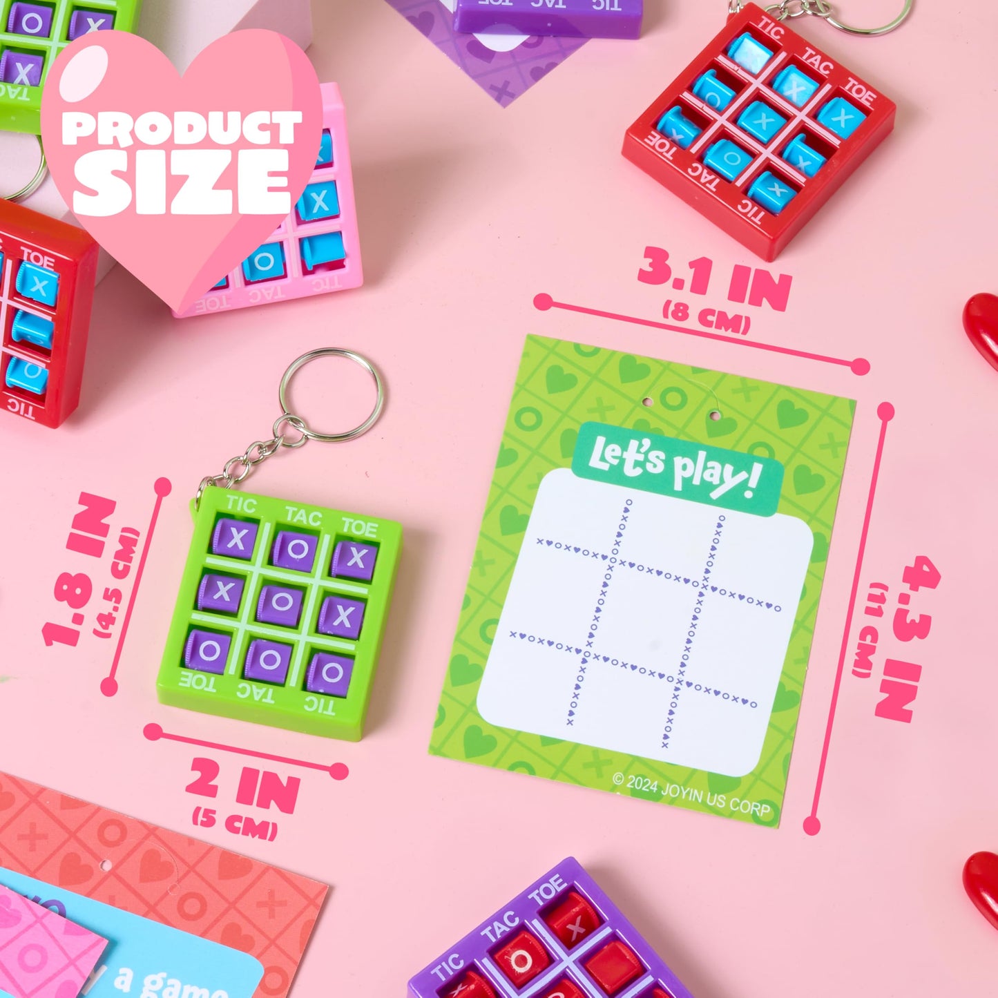 JOYIN 36-Piece Valentines Tic-Tac-Toe Keychains with Greeting Cards