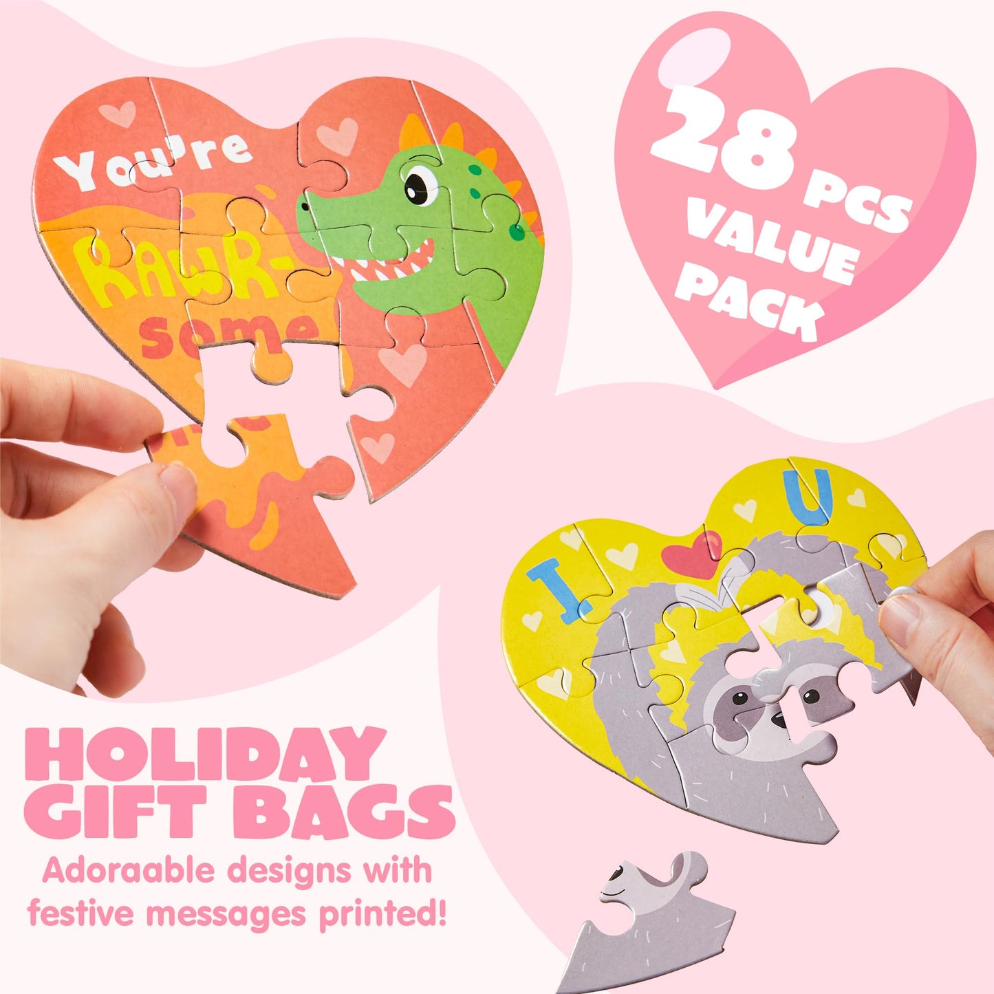 JOYIN 28-Pack Valentine’s Gift Cards with Heart Puzzles – Classroom Prizes & Party Favors
