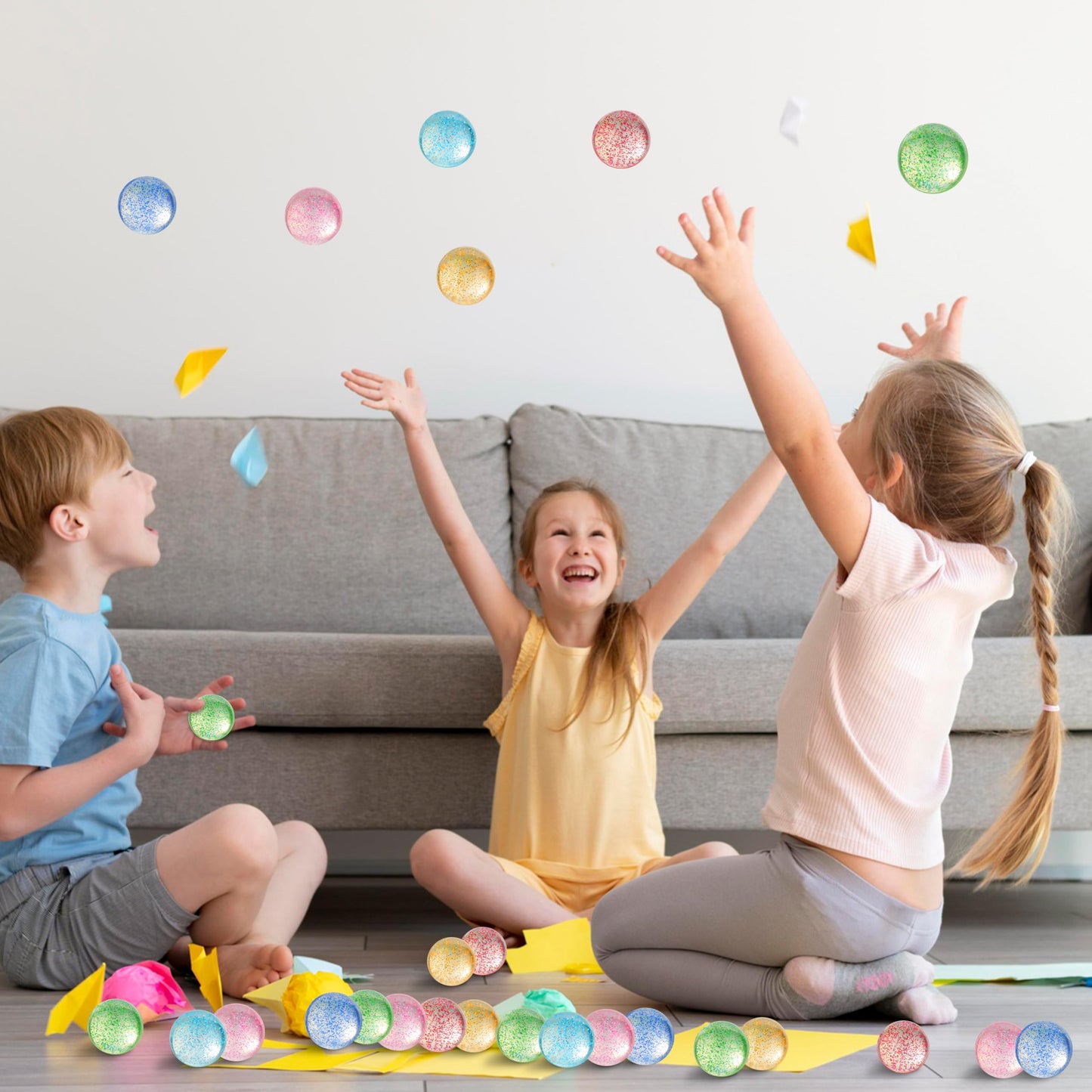 JOYIN 24 Pcs Glitter Bouncy Balls – 6 Styles, 32mm | Party Favors & Goodie Bags