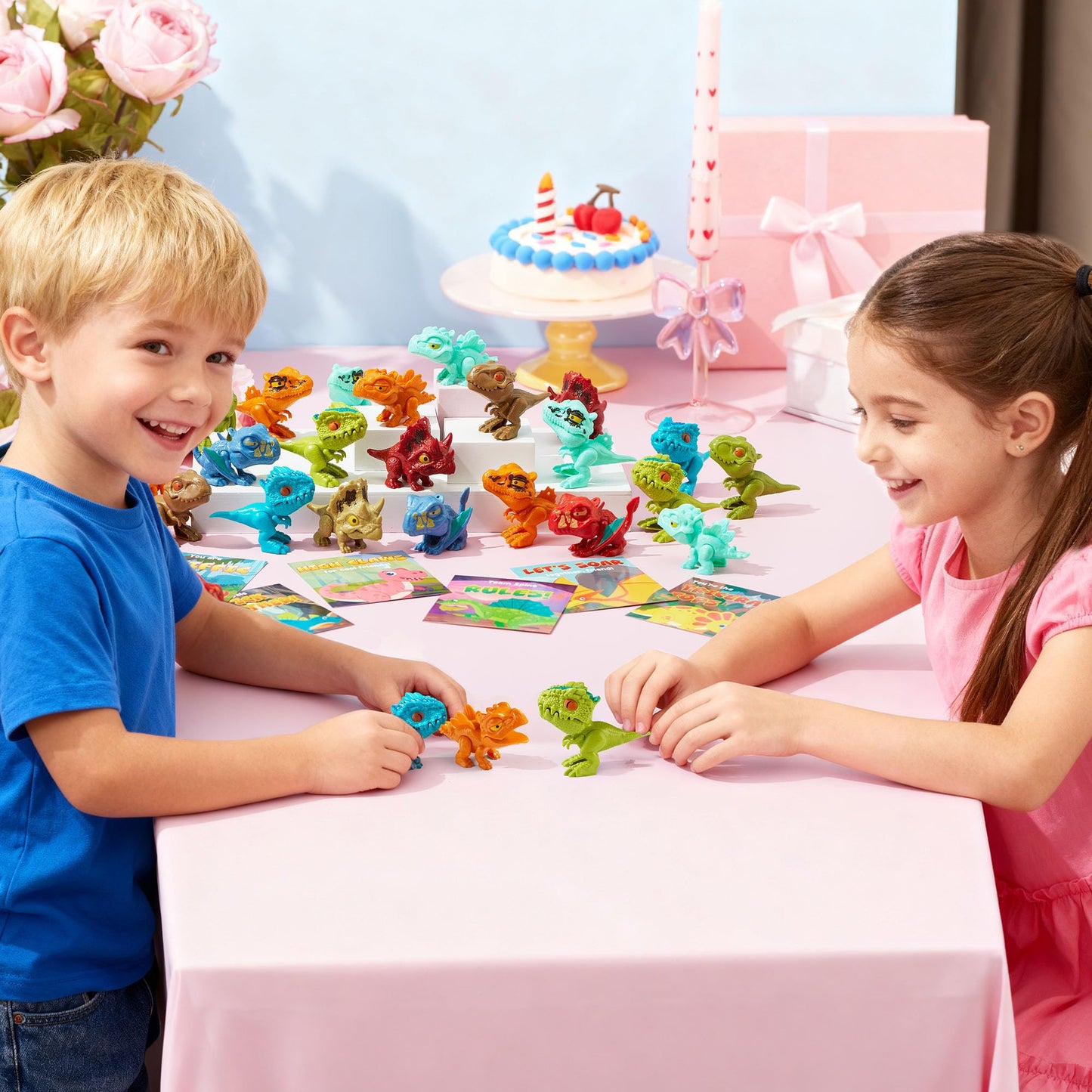 JOYIN 24 Pcs Valentine's Day Cards with Movable Dinosaur Toys – 12 Designs, Classroom Favors