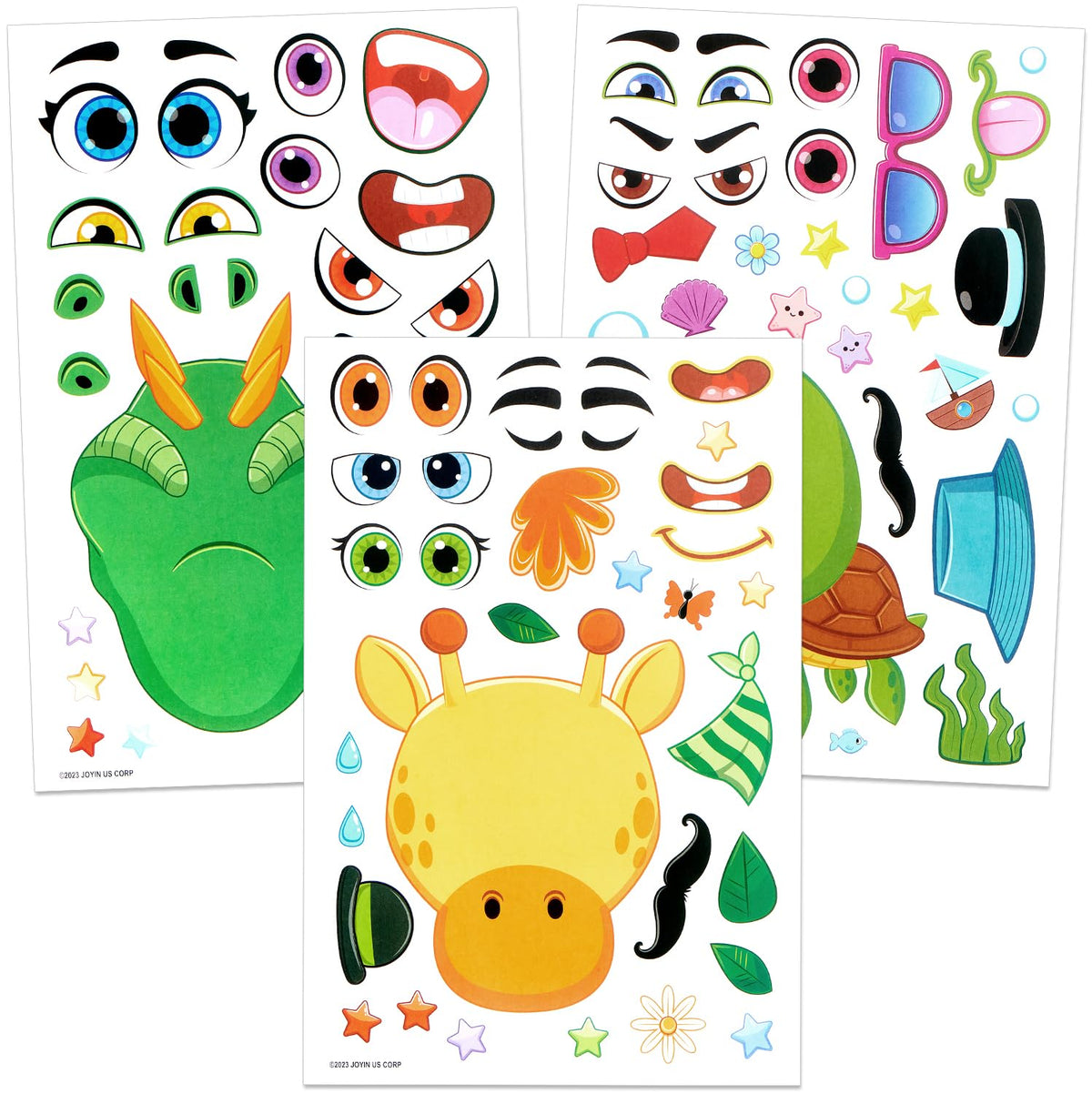JOYIN 36 Sheets Make a Face Stickers for Kids – Unicorn, Dinosaur, Sea & Safari Animals | Party Favors & Crafts