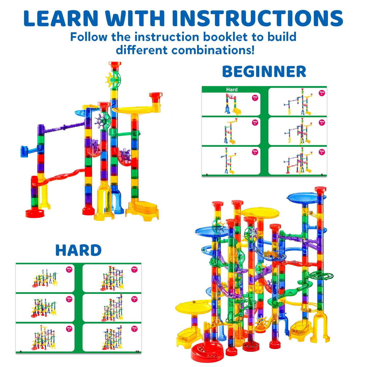 JOYIN 207Pcs Glowing Marble Run – STEM Building Blocks Toy for Kids