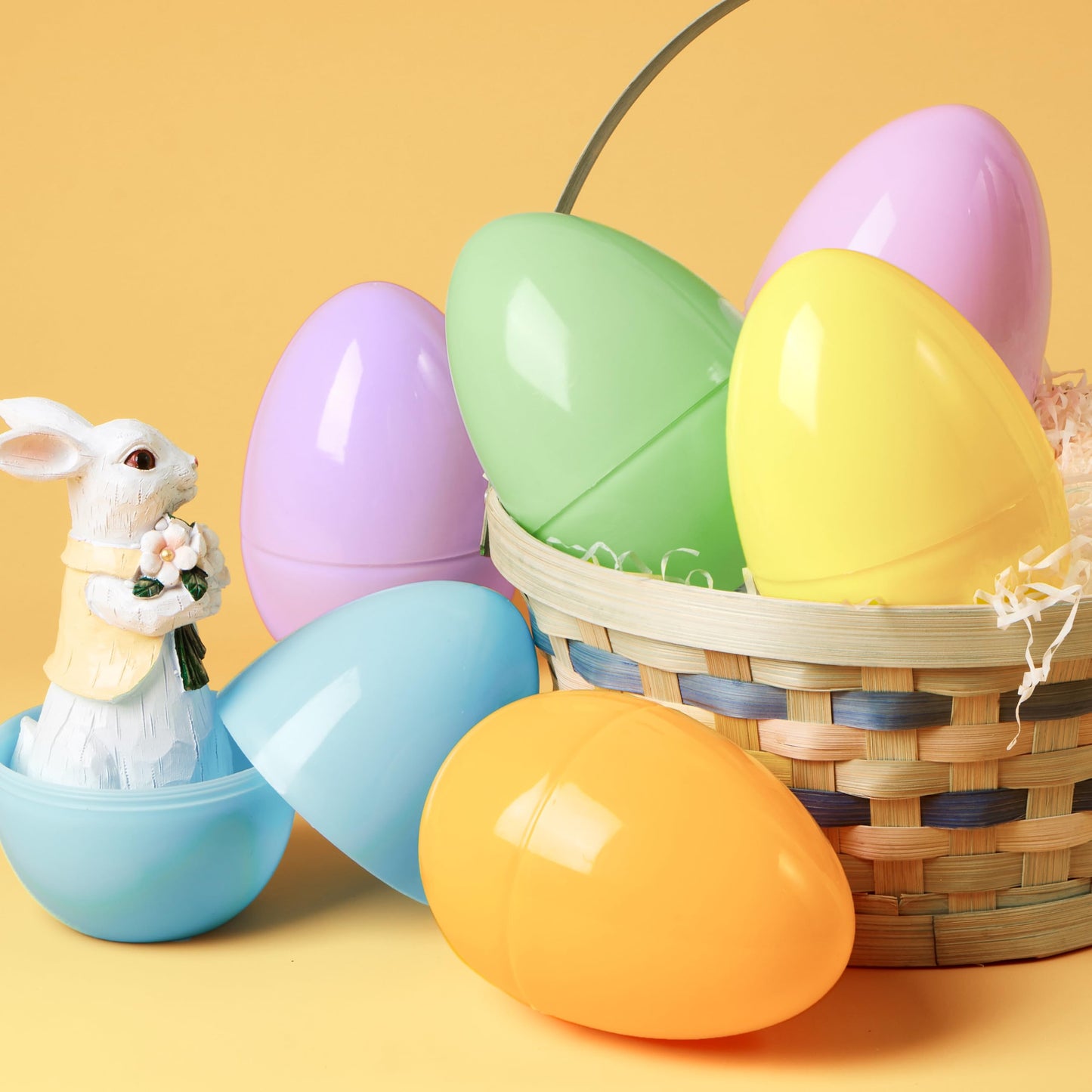 JOYIN 12 Pcs Large Pastel Easter Eggs – Jumbo 6-Inch Fillable Eggs for Easter Hunt & Decor