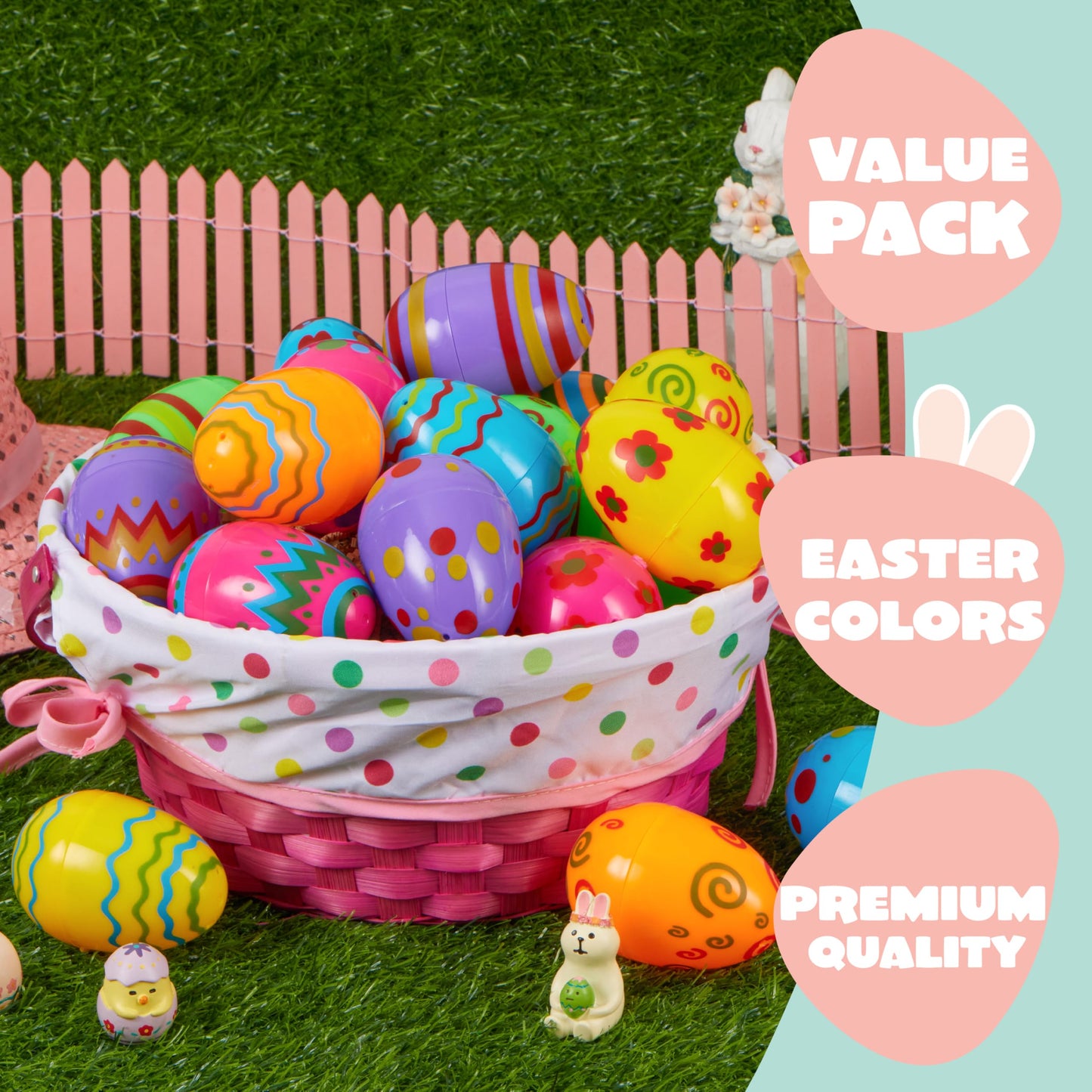 JOYIN 18-Pack Colorful Fillable Easter Eggs with Hinged Tops – 3.15-Inch Plastic Eggs for Easter Hunts and Party Favors