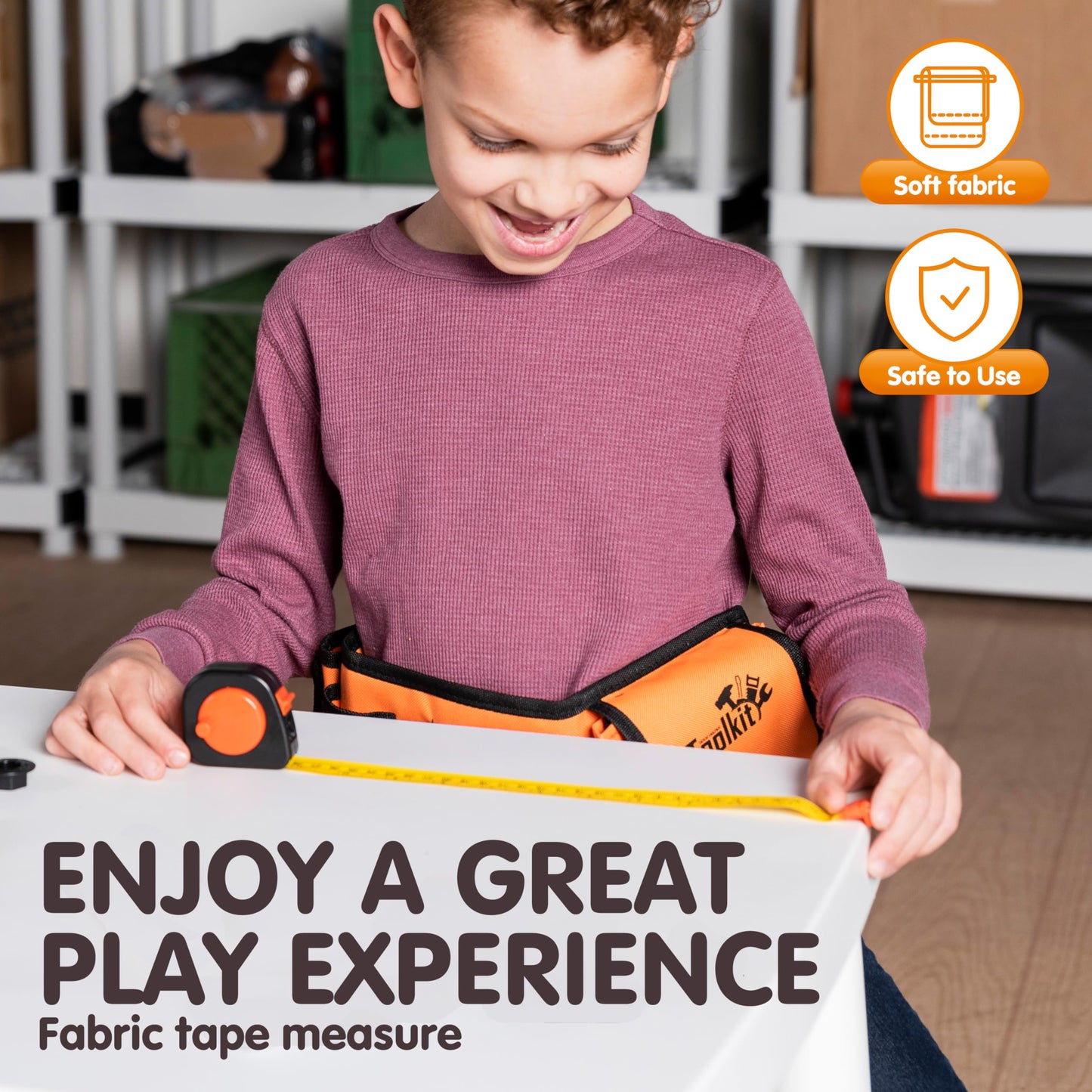 JOYIN 19Pcs Kids Tool Set with Belt & Realistic Drill – Pretend Play Construction Toy (Ages 3-7)