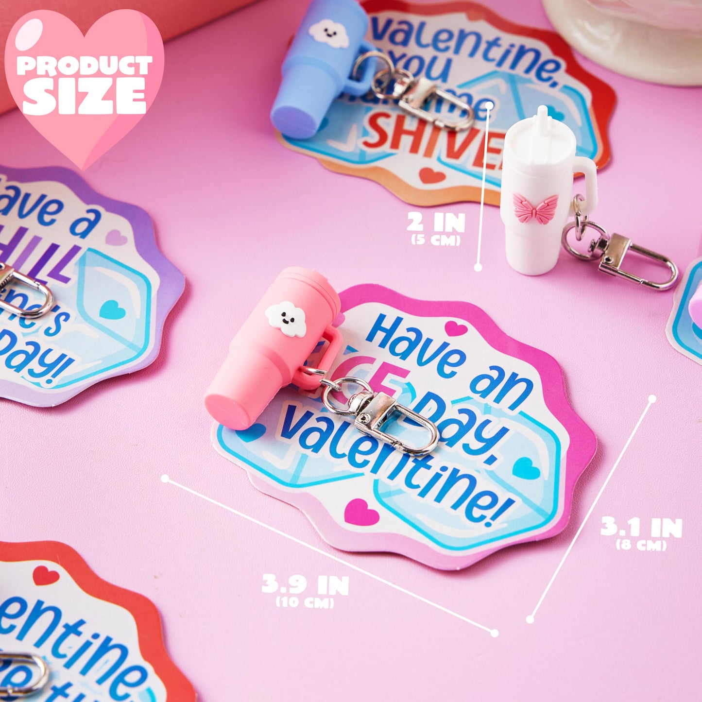 JOYIN 28-Pack Valentines Day Gifts for Kids Classroom — Cute Mini Tumbler Keychains with Cards