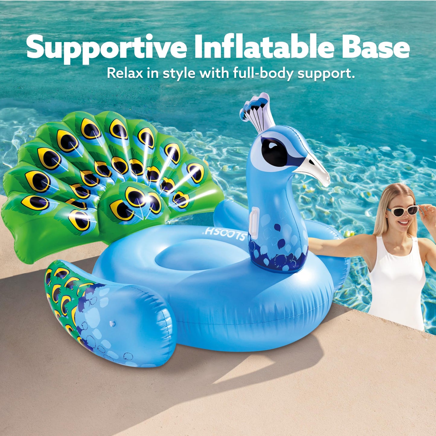 JOYIN Inflatable Peacock Pool Float — Giant Blue Peacock for Adults