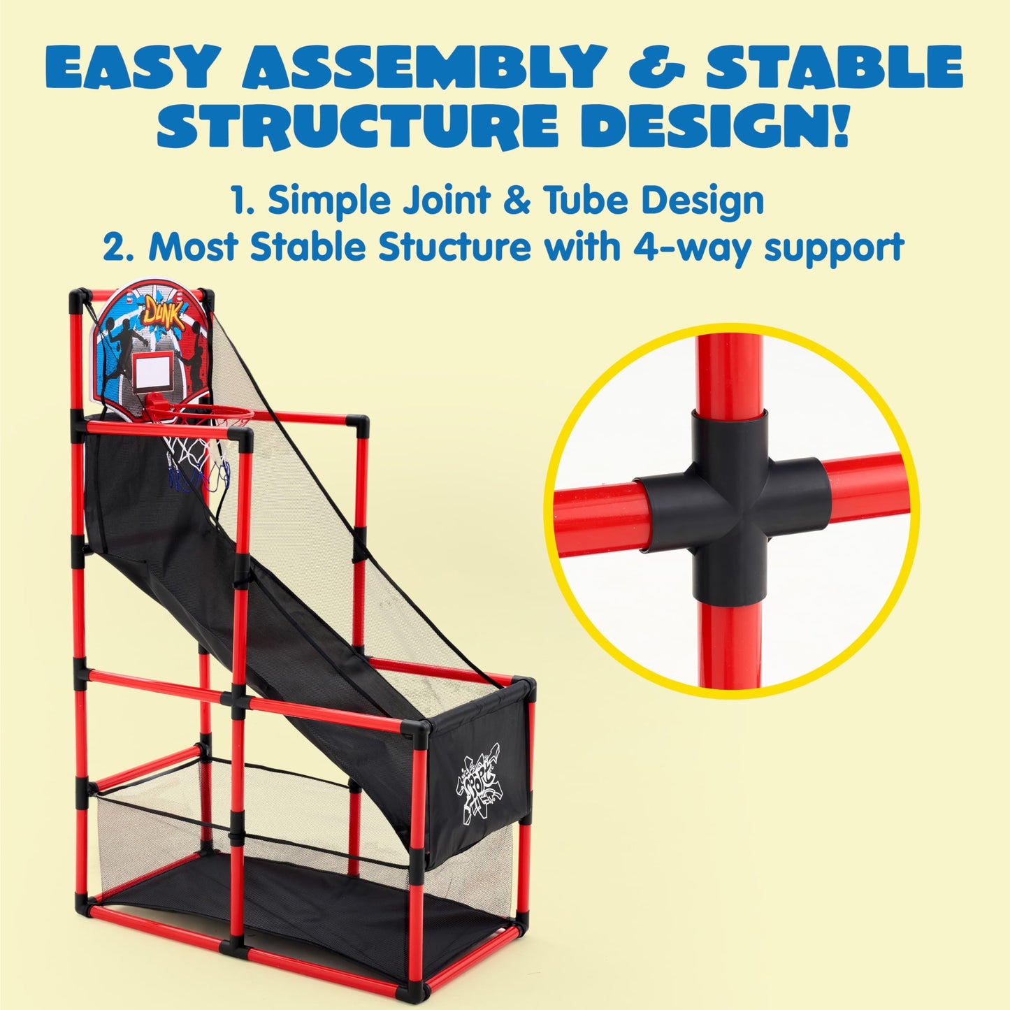 JOYIN Red Arcade Basketball Game Set - Indoor Hoop for Kids 3-12