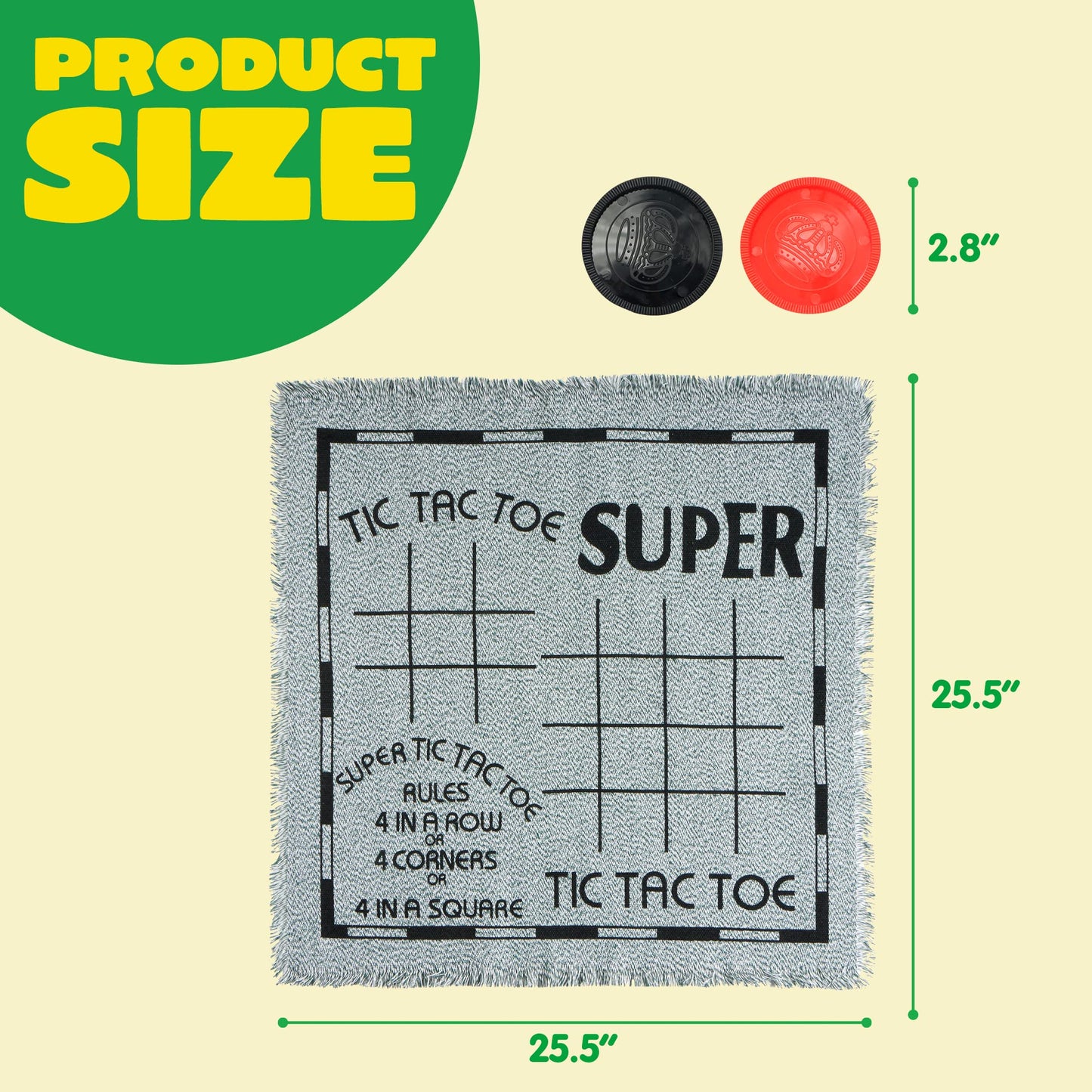 JOYIN 3-in-1 Vintage Giant Checkers & Tic Tac Toe Set – Indoor & Outdoor Family Game
