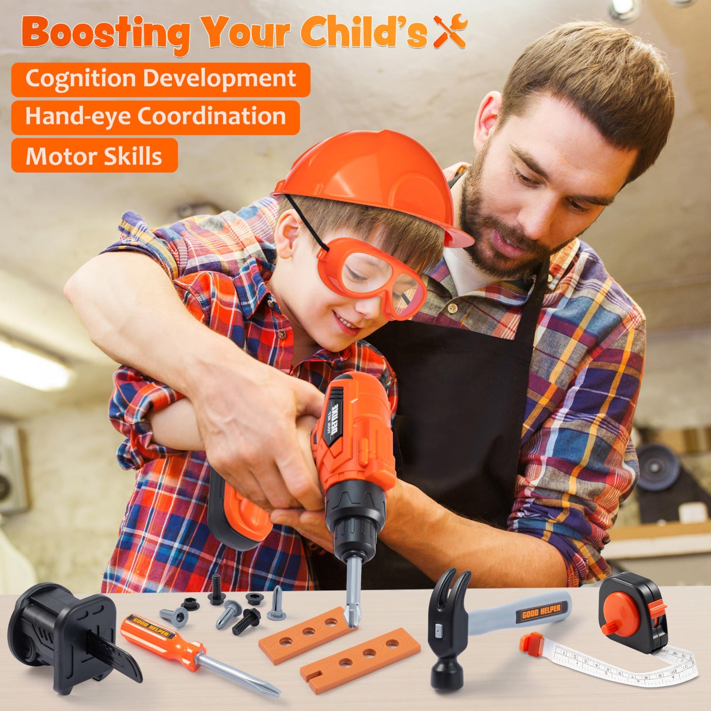 JOYIN 32Pcs Kids Tool Set with Backpack Drill – Imaginative Pretend Play for Toddlers