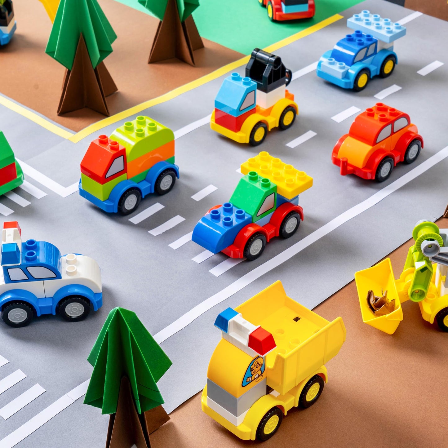 JOYIN 80Pcs Toddlers Car Building Blocks Set – 12 Vehicles, Build Your Own Toy Cars, Compatible with Brand Name Bricks