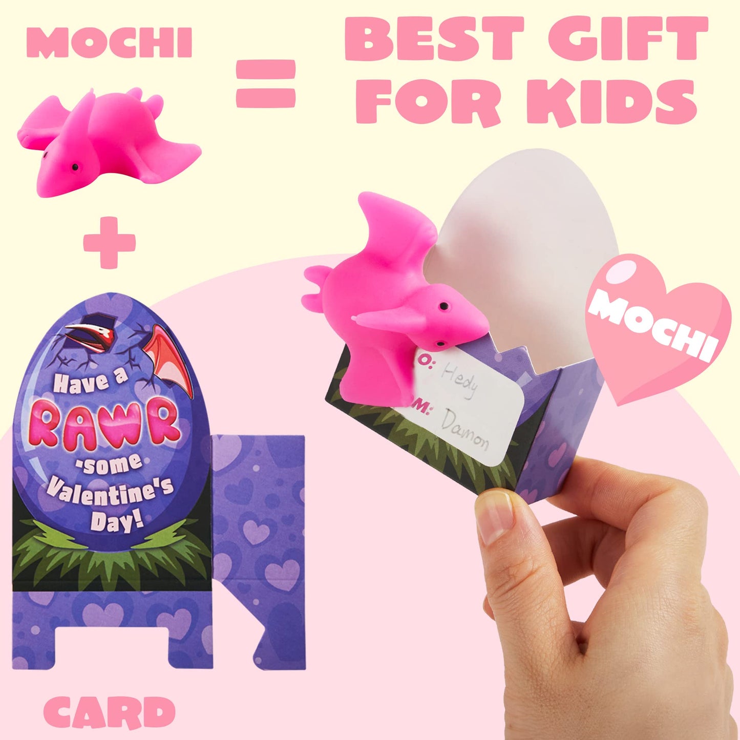 JOYIN 28-Pack Valentines Day Dinosaur Mochi Squishy Toys - Classroom Gifts & Party Favors