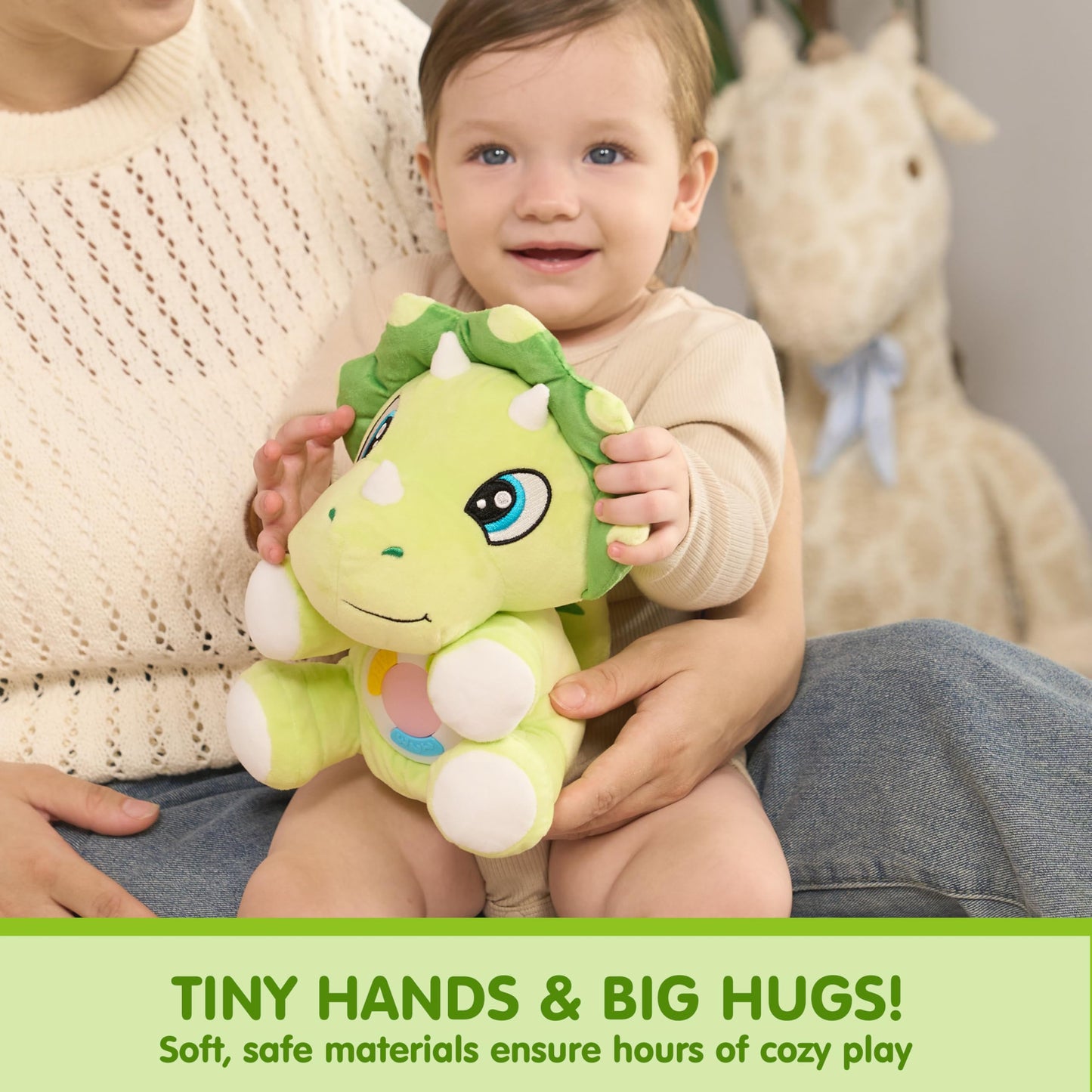 JOYIN Musical Dinosaur Plush Toy for Babies – Soft Lights & 12 Tunes