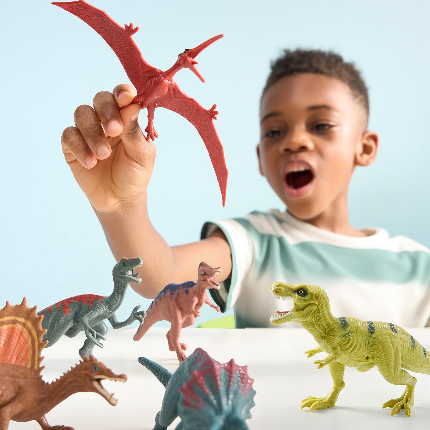 JOYIN 19-Piece Dinosaur Toys with Play Mat & Storage Cage for Toddlers