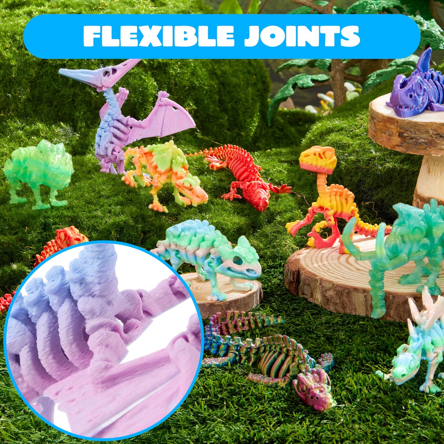 JOYIN 12-Piece 3D Printed Dinosaur Fidget Toys – Articulated Skeletons for Kids, Party Favors