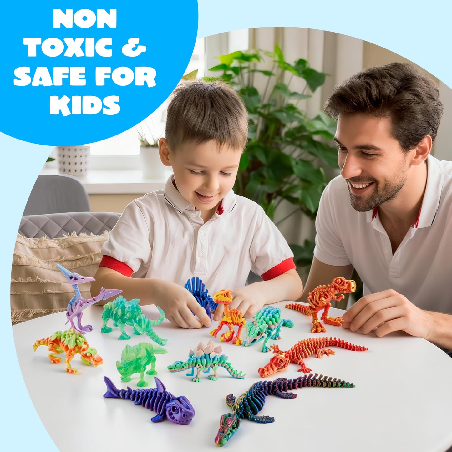 JOYIN 12-Piece 3D Printed Dinosaur Fidget Toys – Articulated Skeletons for Kids, Party Favors